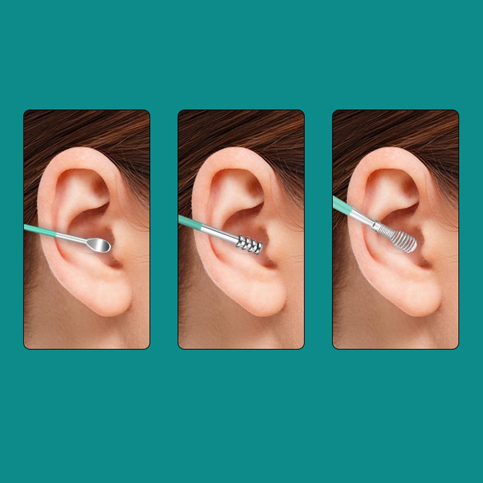 6Pcs Ear Wax Removal Tool Polished for Ear Care with Leather Bag Men Women Blue