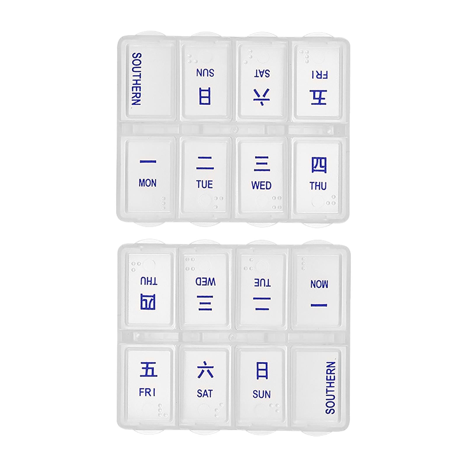 2 Pieces Weekly Pill Box Organiser Supplements Vitamins Travel Home Rectangle