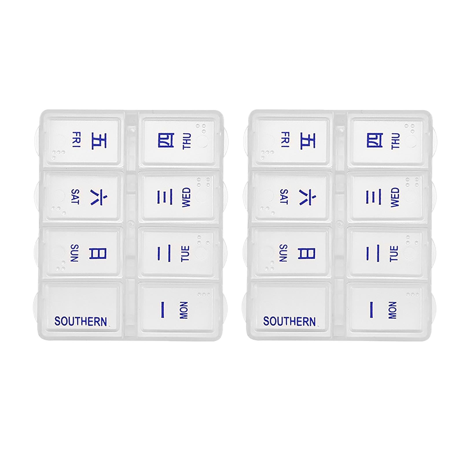 2 Pieces Weekly Pill Box Organiser Supplements Vitamins Travel Home Rectangle