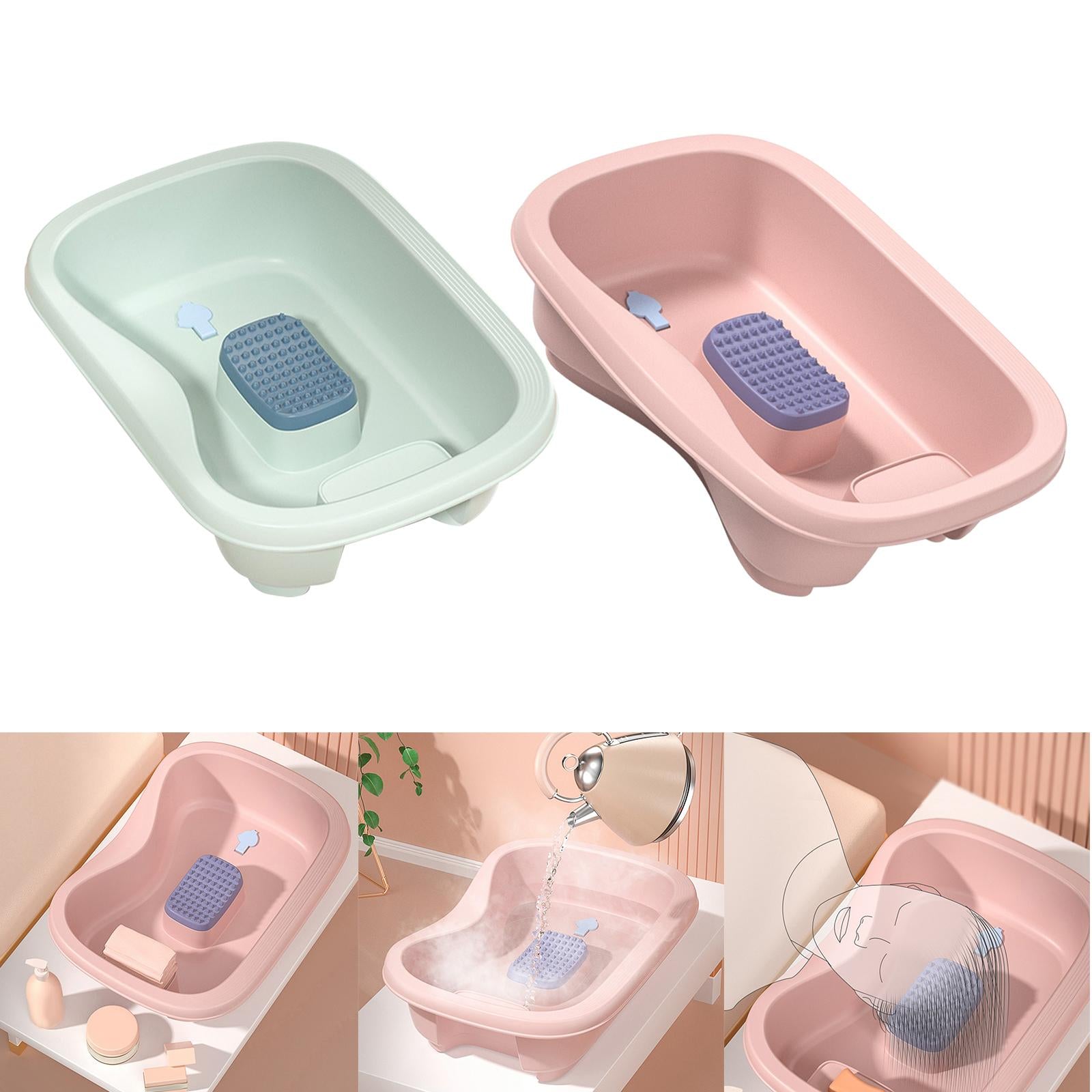 Bedside Shampoo Basins Bathing Aid Stable for Hair Washing Elderly Green