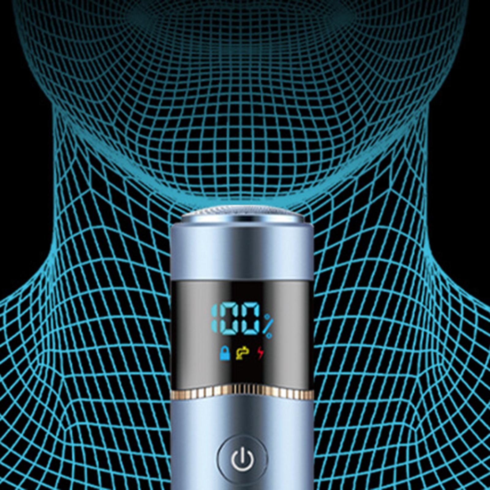 Mini Electric Shaver Waterproof for Men USB Charging LED Display Black
