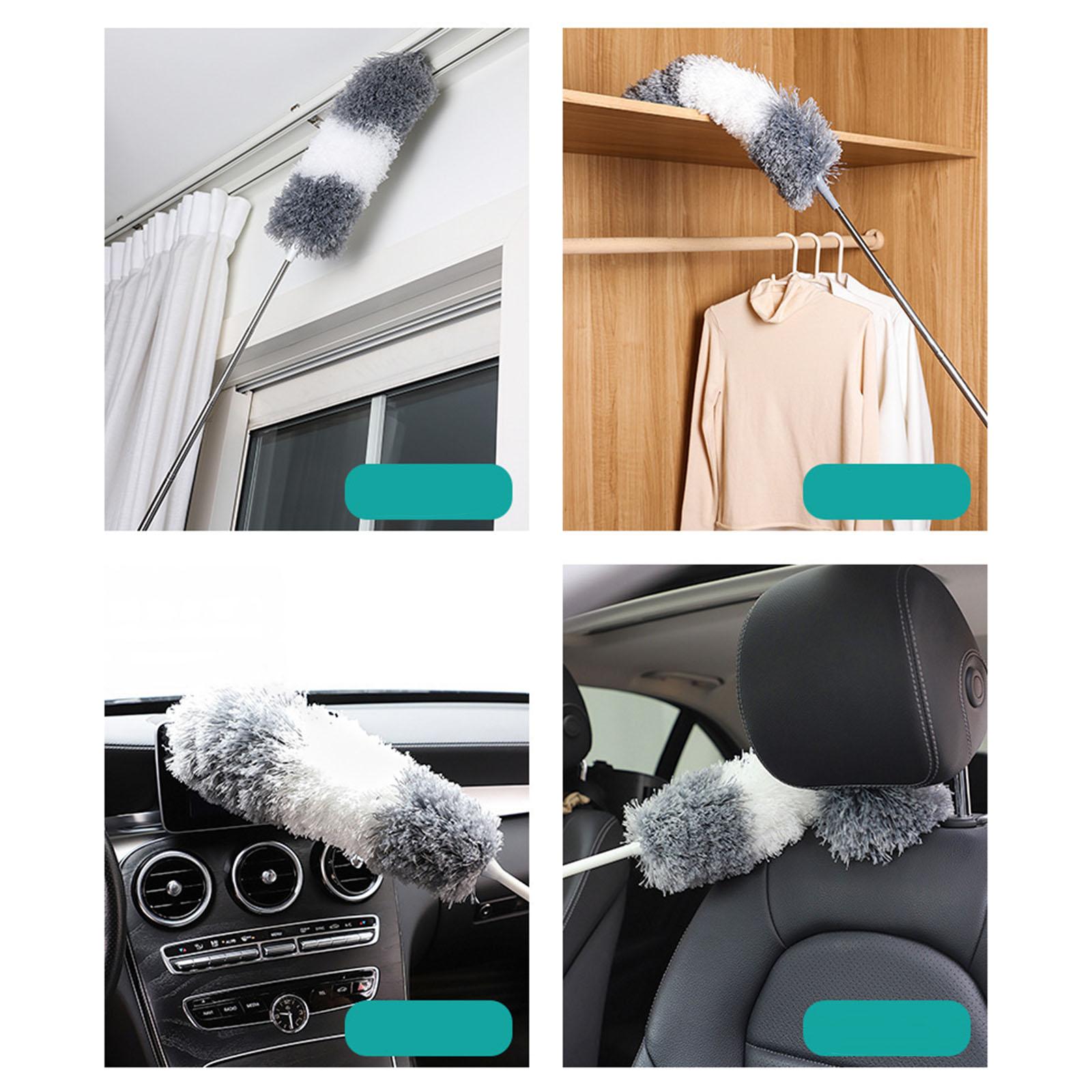 Telescopic Microfibre Duster Bendable Head for Household Ceiling Fan White