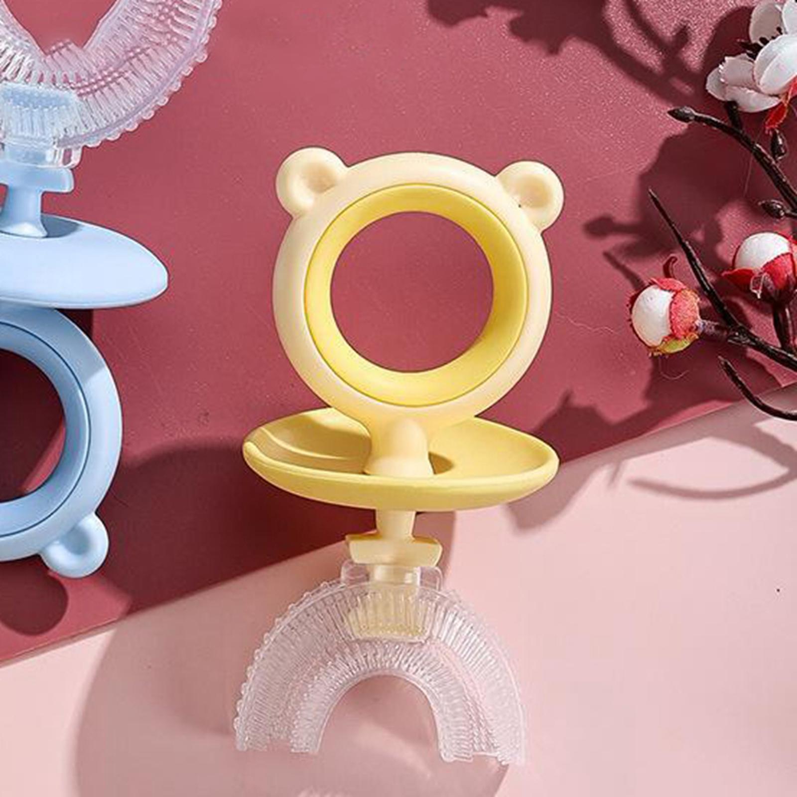 Kids U Shaped Manual Kids Toothbrush Round Handle Silicone for Baby Training Blue 2-6 years