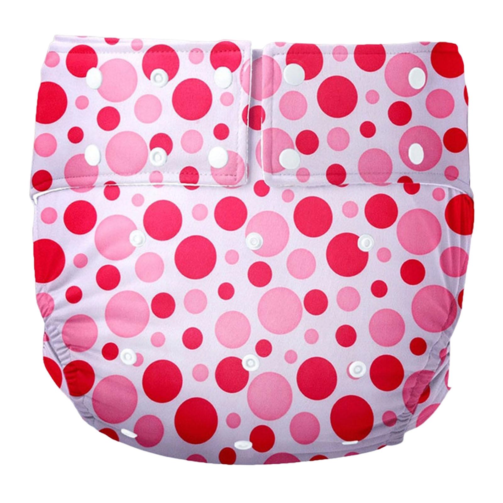 Adult Cloth Diaper for Incontinence Washable Elastic for Patients Pink Dots
