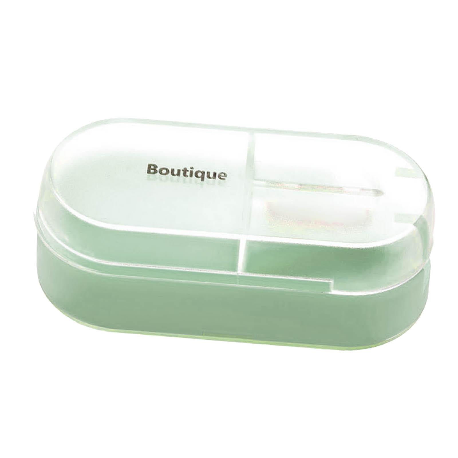 Medicine Storage Box with Pills Cutter for Home Dormitory Elders Kids Green