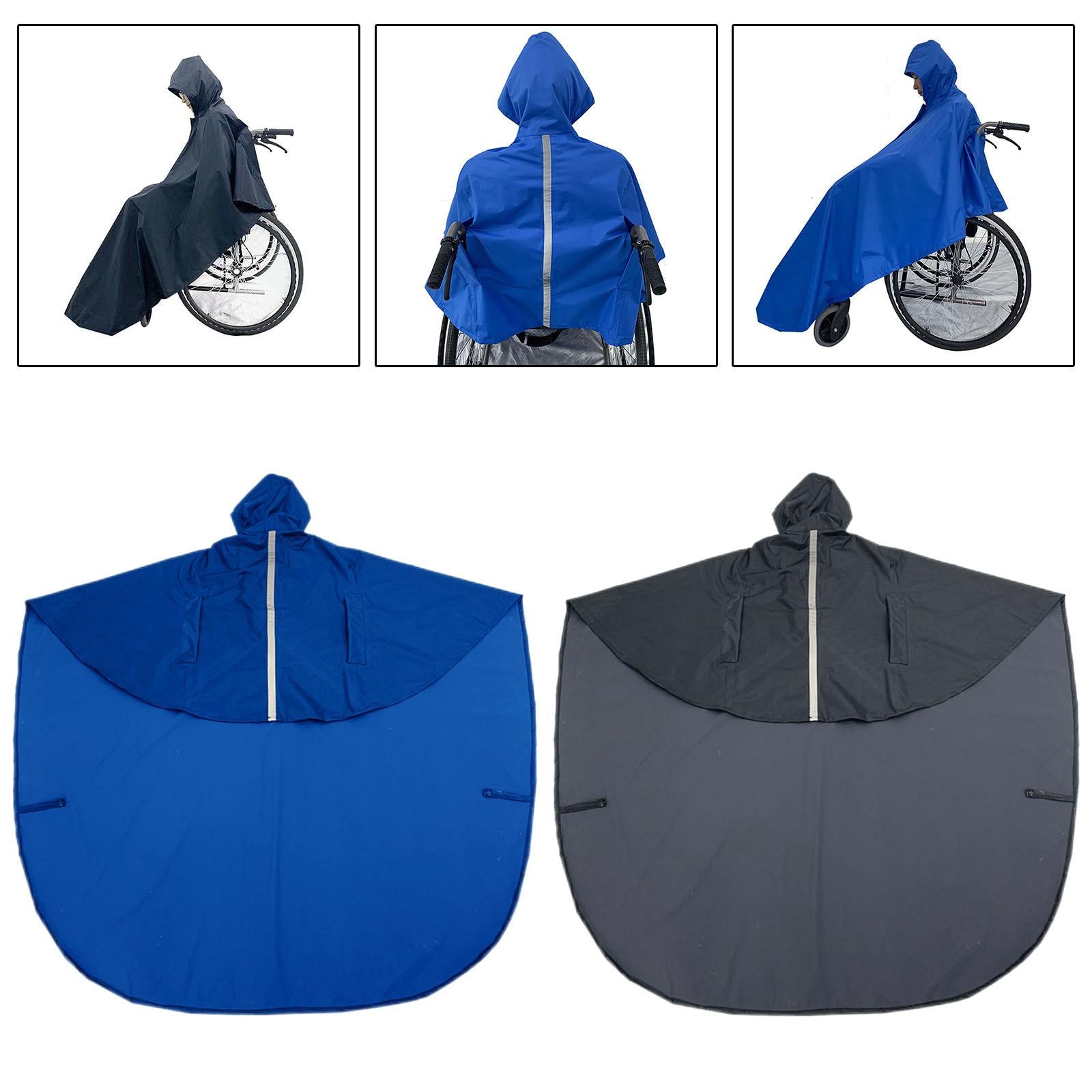 Wheelchair Waterproof Poncho Breathable Lightweight PVC Layer Rain Cape Blue