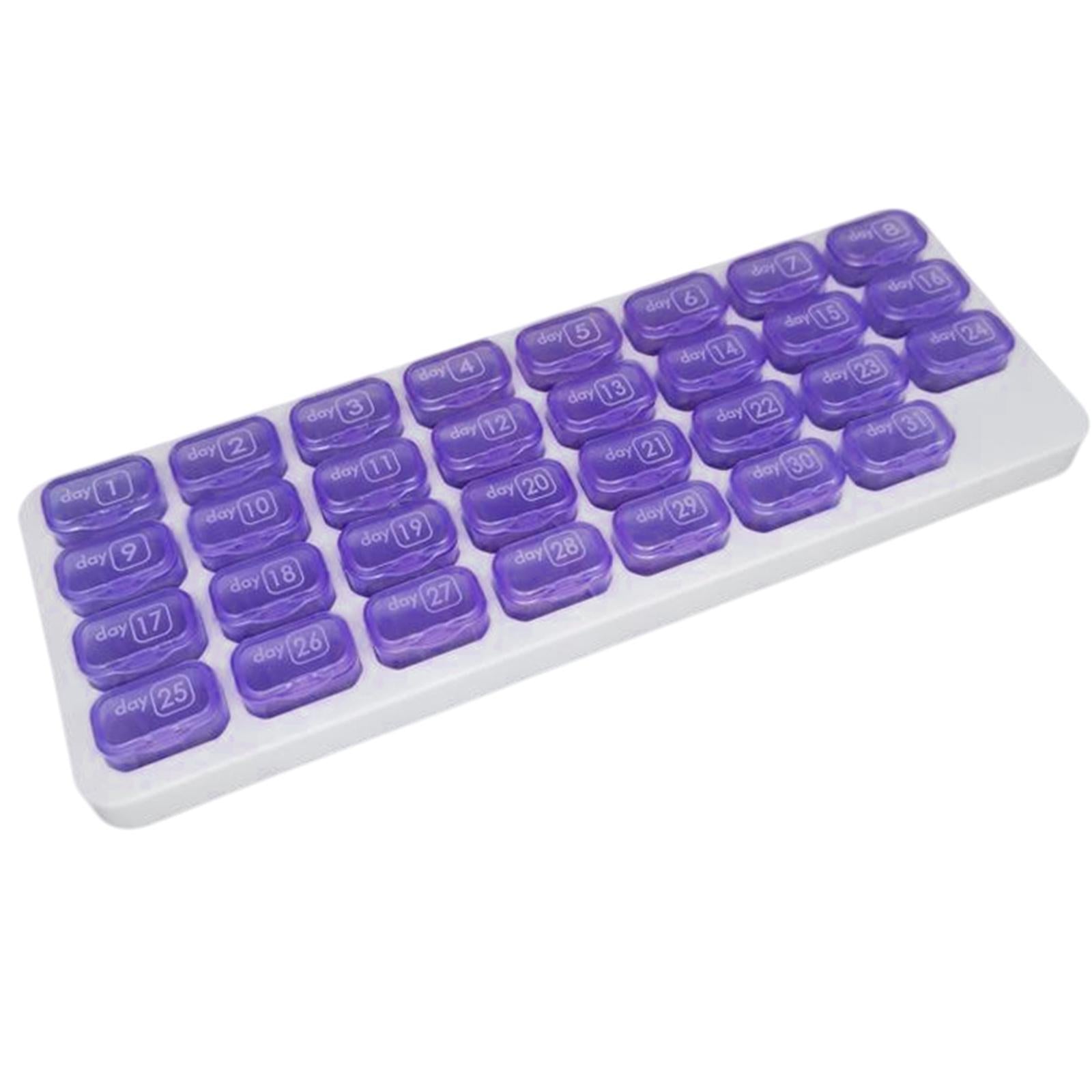 Pill Box Medicine Organizer Dispenser Case Container Storage Monthly Purple