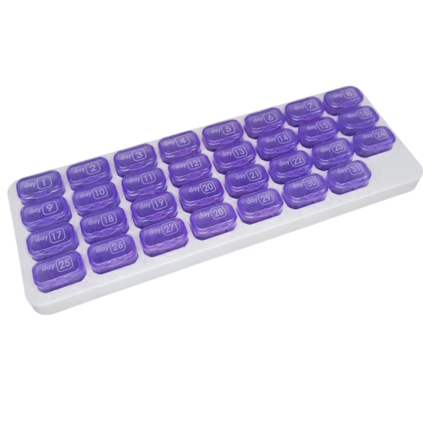 Pill Box Medicine Organizer Dispenser Case Container Storage Monthly Purple