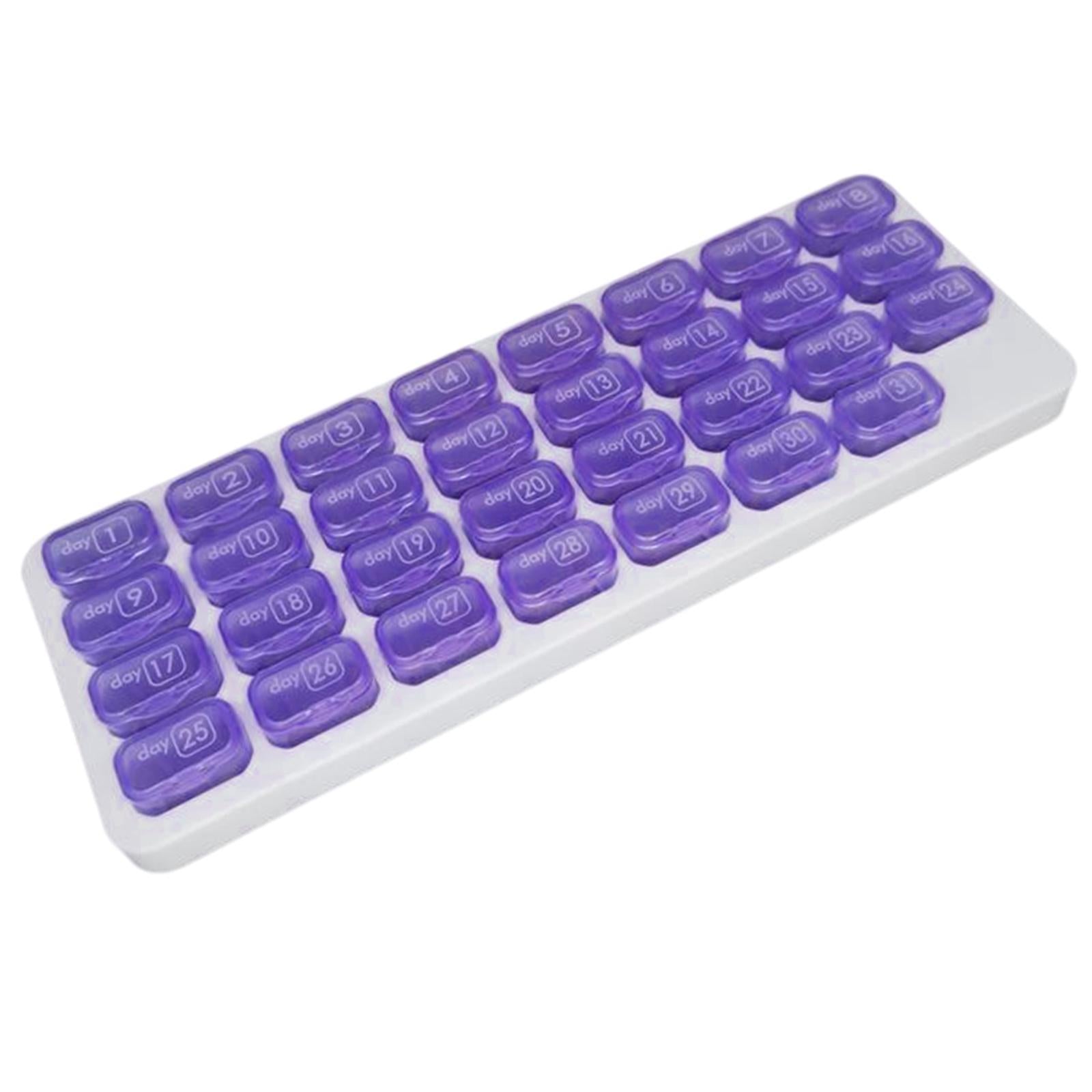 Pill Box Medicine Organizer Dispenser Case Container Storage Monthly Purple
