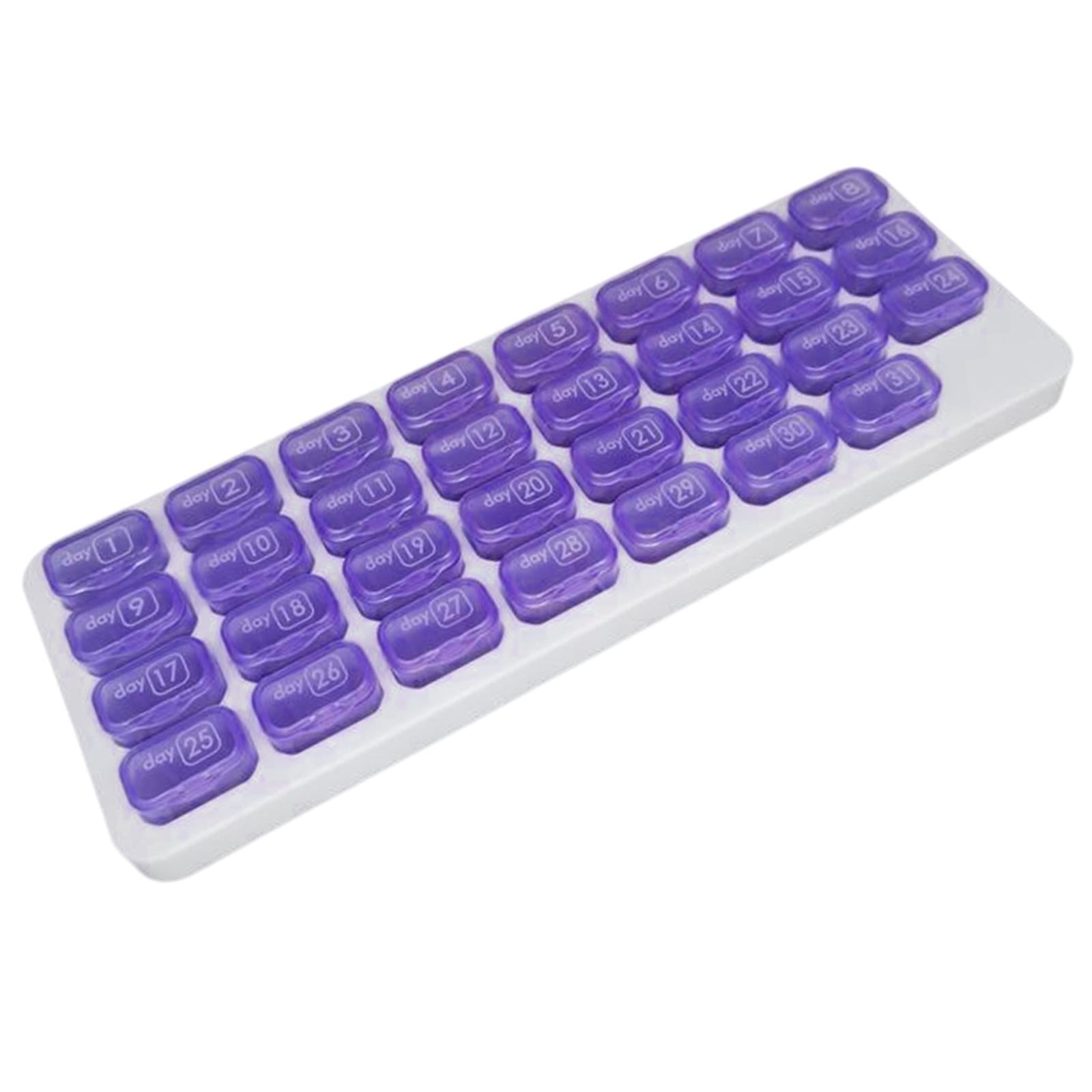 Pill Box Medicine Organizer Dispenser Case Container Storage Monthly Purple