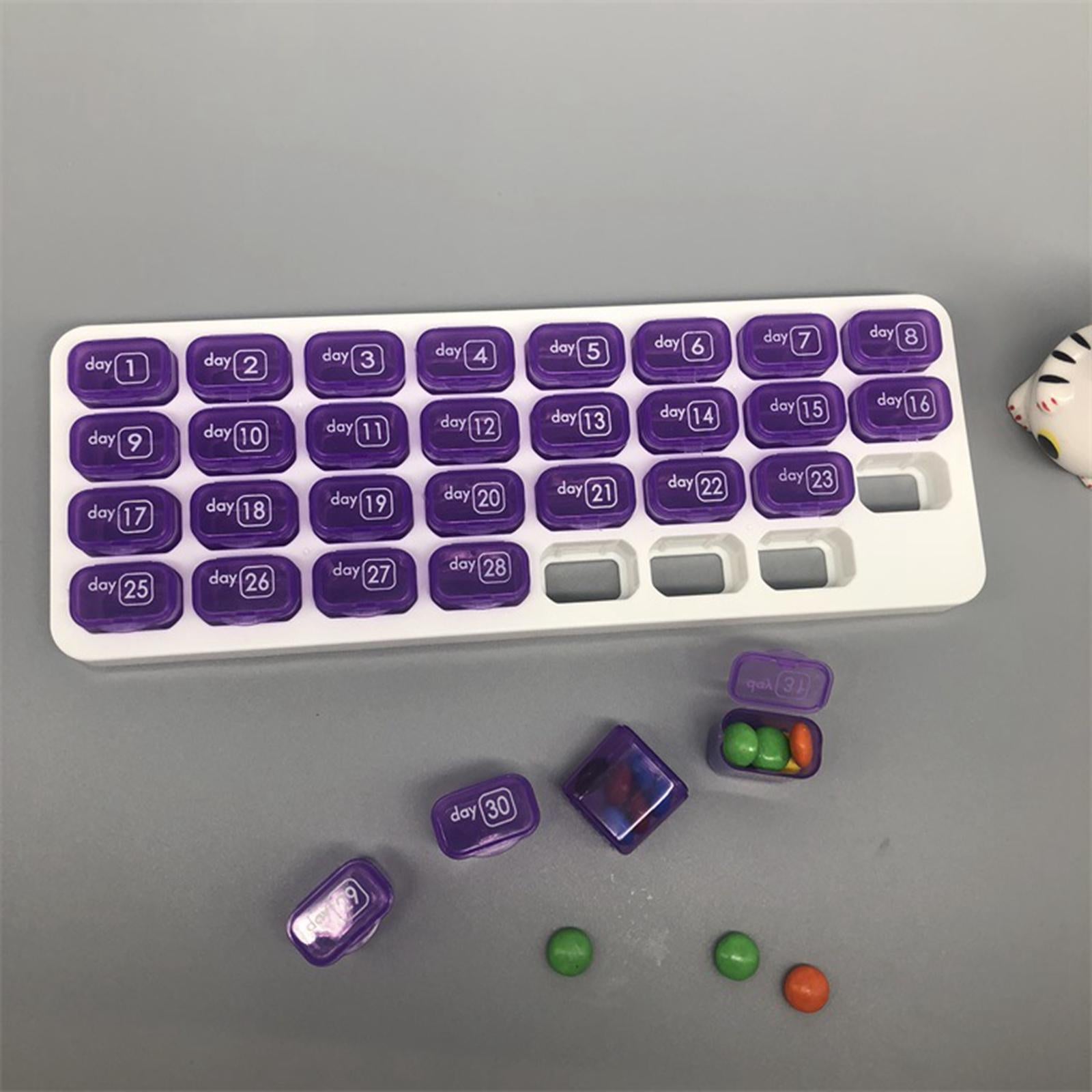 Pill Box Medicine Organizer Dispenser Case Container Storage Monthly Purple
