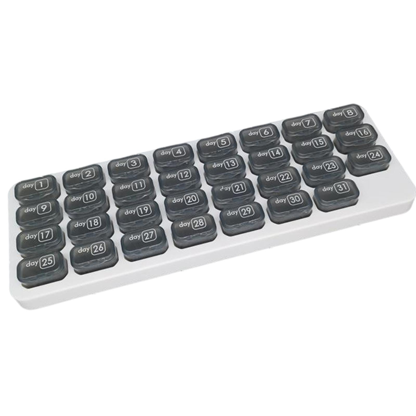 Pill Box Medicine Organizer Dispenser Case Container Storage Monthly Gray
