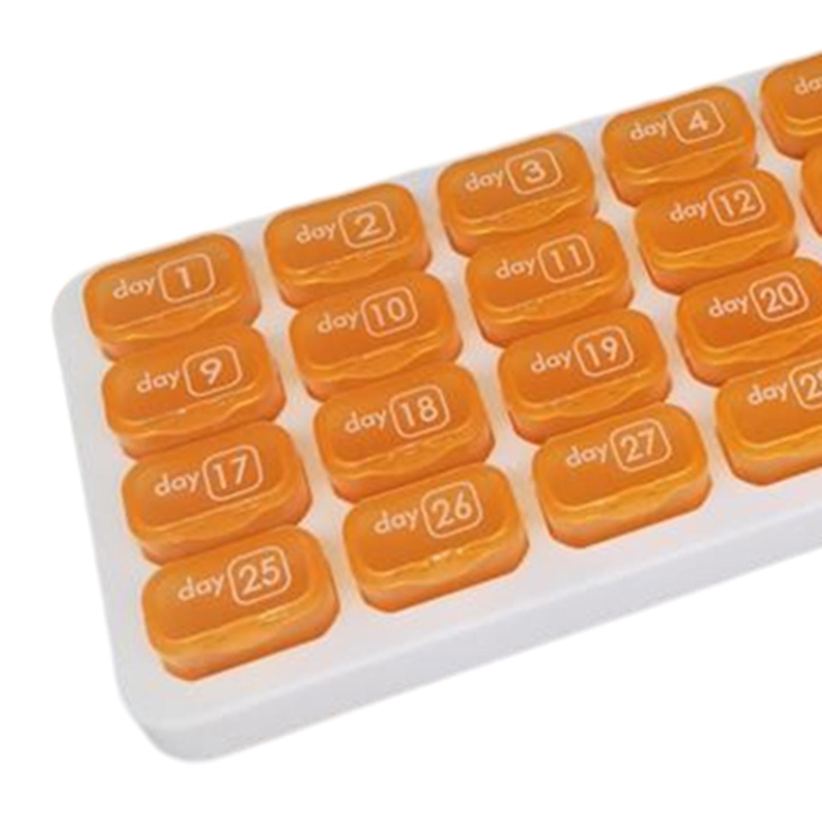 Pill Box Medicine Organizer Dispenser Case Container Storage Monthly Orange