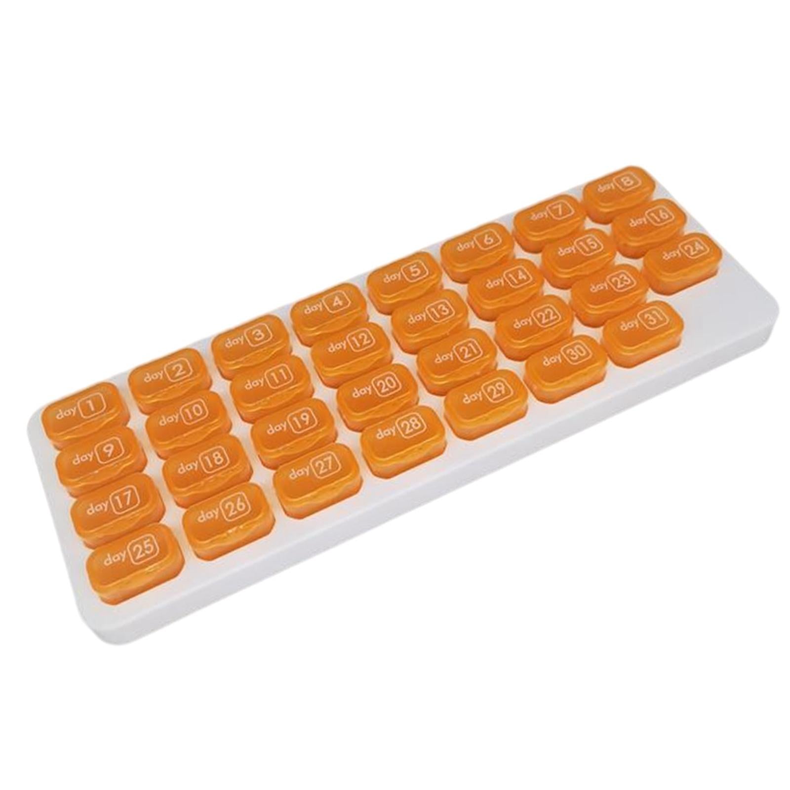 Pill Box Medicine Organizer Dispenser Case Container Storage Monthly Orange