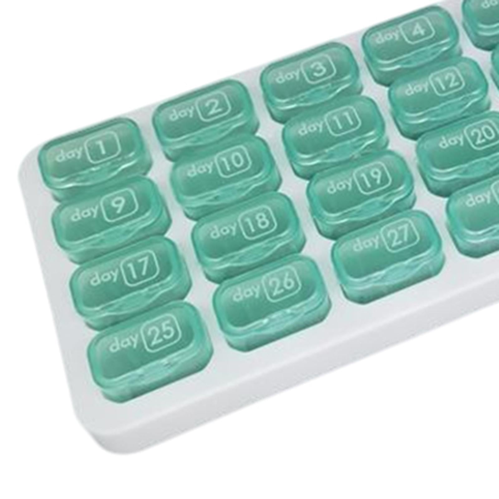 Pill Box Medicine Organizer Dispenser Case Container Storage Monthly Green