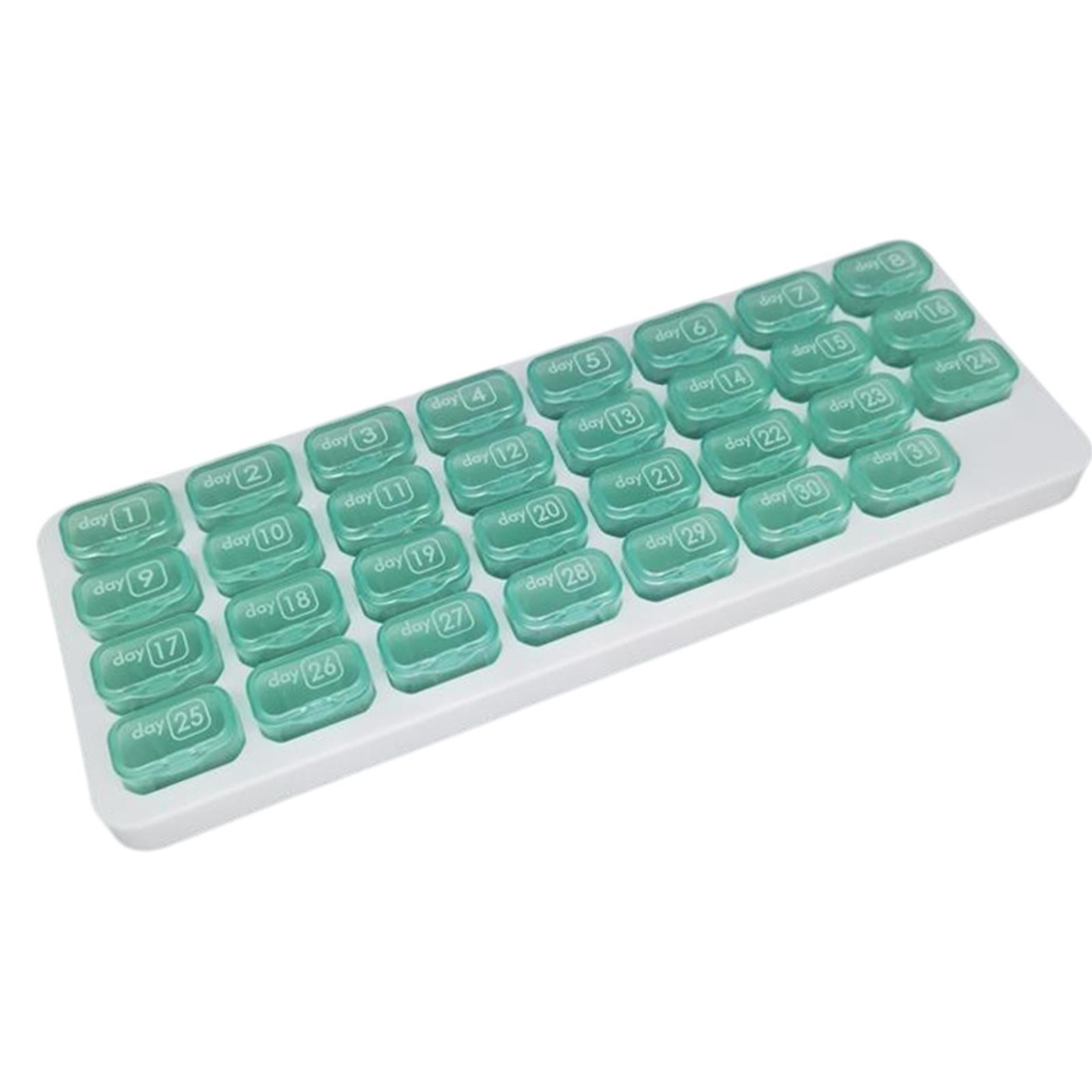 Pill Box Medicine Organizer Dispenser Case Container Storage Monthly Green