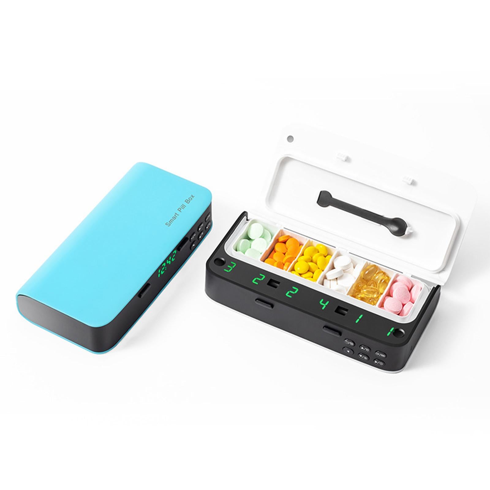 Electronic Pill Dispenser Smart Alarm Vibration for Vitamins Elderly White