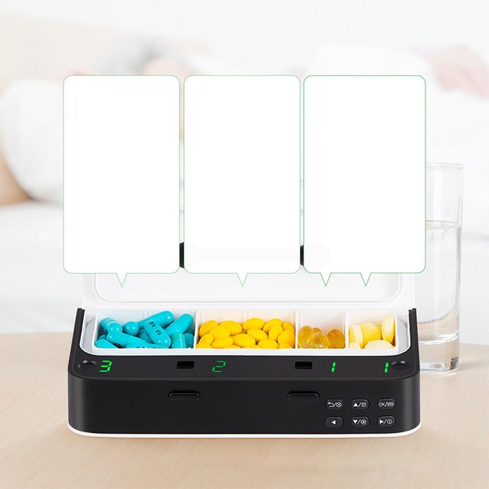 Electronic Pill Dispenser Smart Alarm Vibration for Vitamins Elderly White
