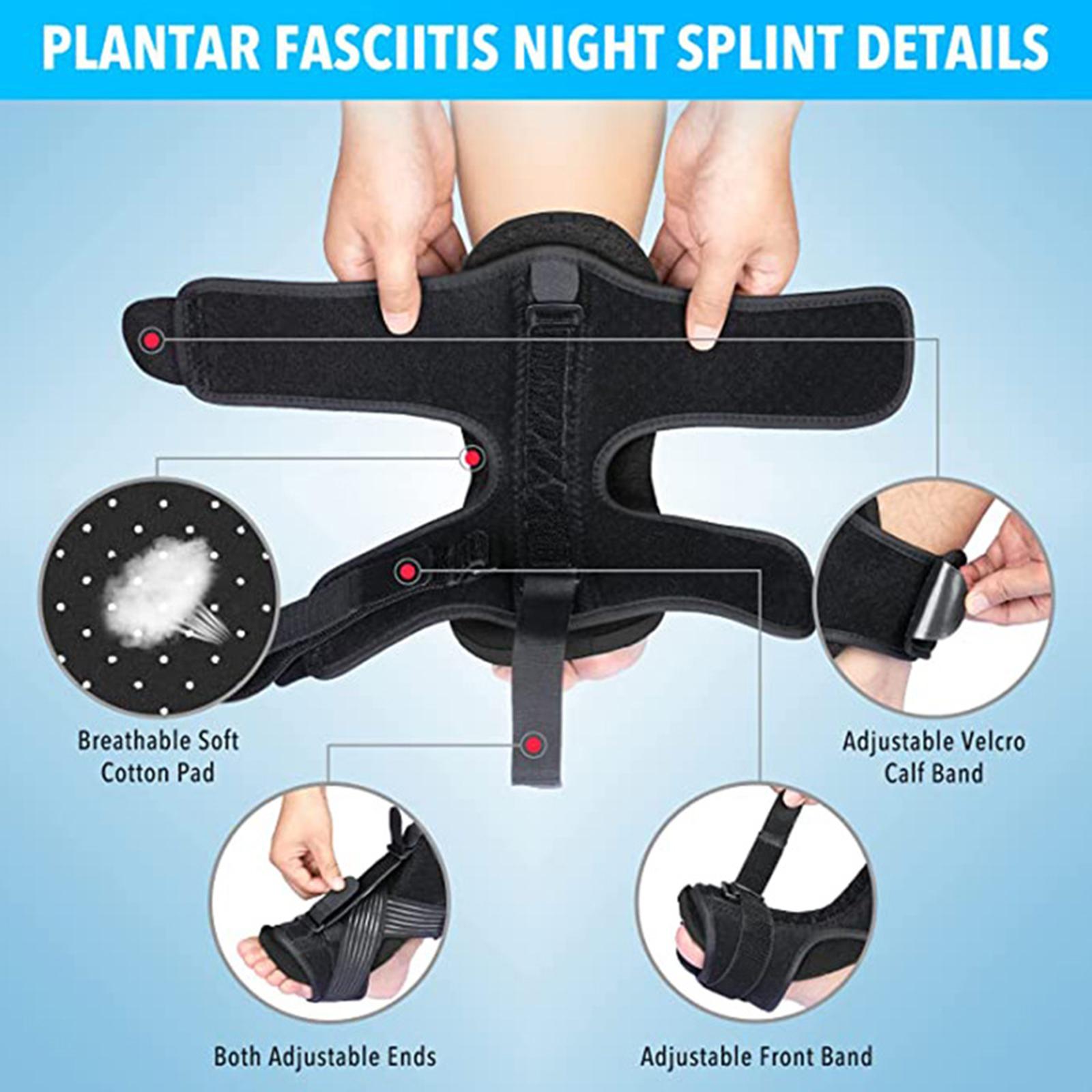 Plantar Fasciitis Night Splint Soft for Achilles Tendonitis Support Black
