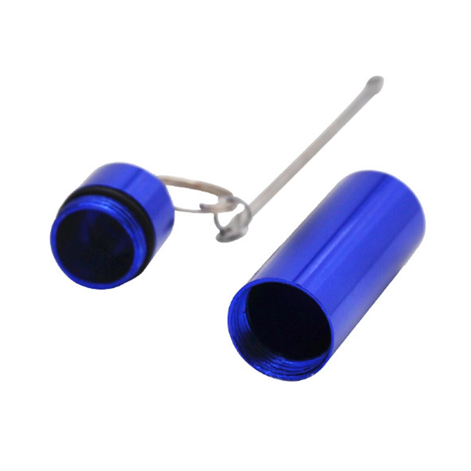 Pocket Keychain Pill Box Mini for Supplements Medications Camping Blue