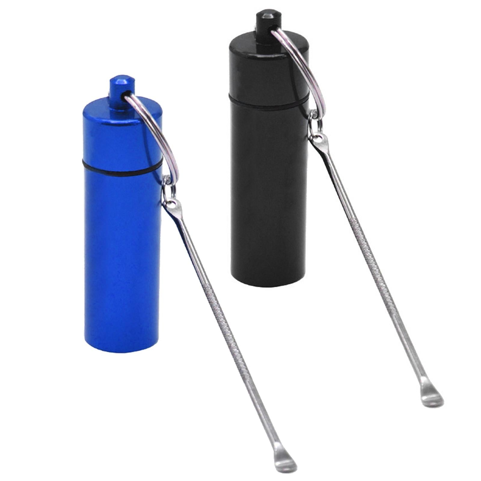 Pocket Keychain Pill Box Mini for Supplements Medications Camping Blue