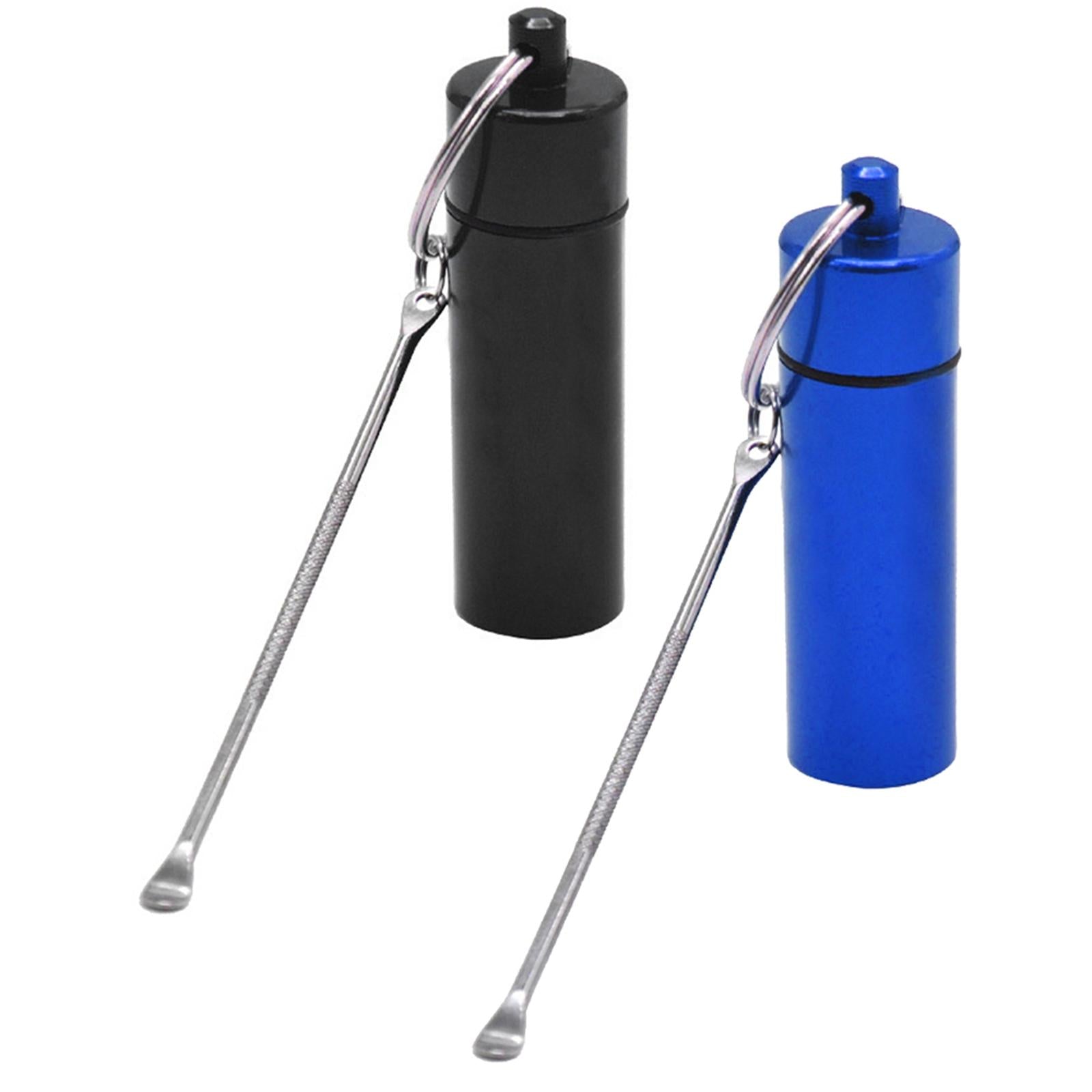 Pocket Keychain Pill Box Mini for Supplements Medications Camping Blue