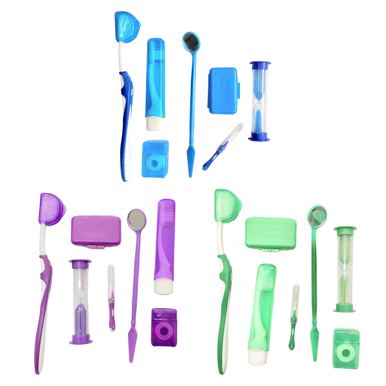 8 Kit Orthodontic Set Oral Care Cleaning Protective Wax Brush Floss Purple