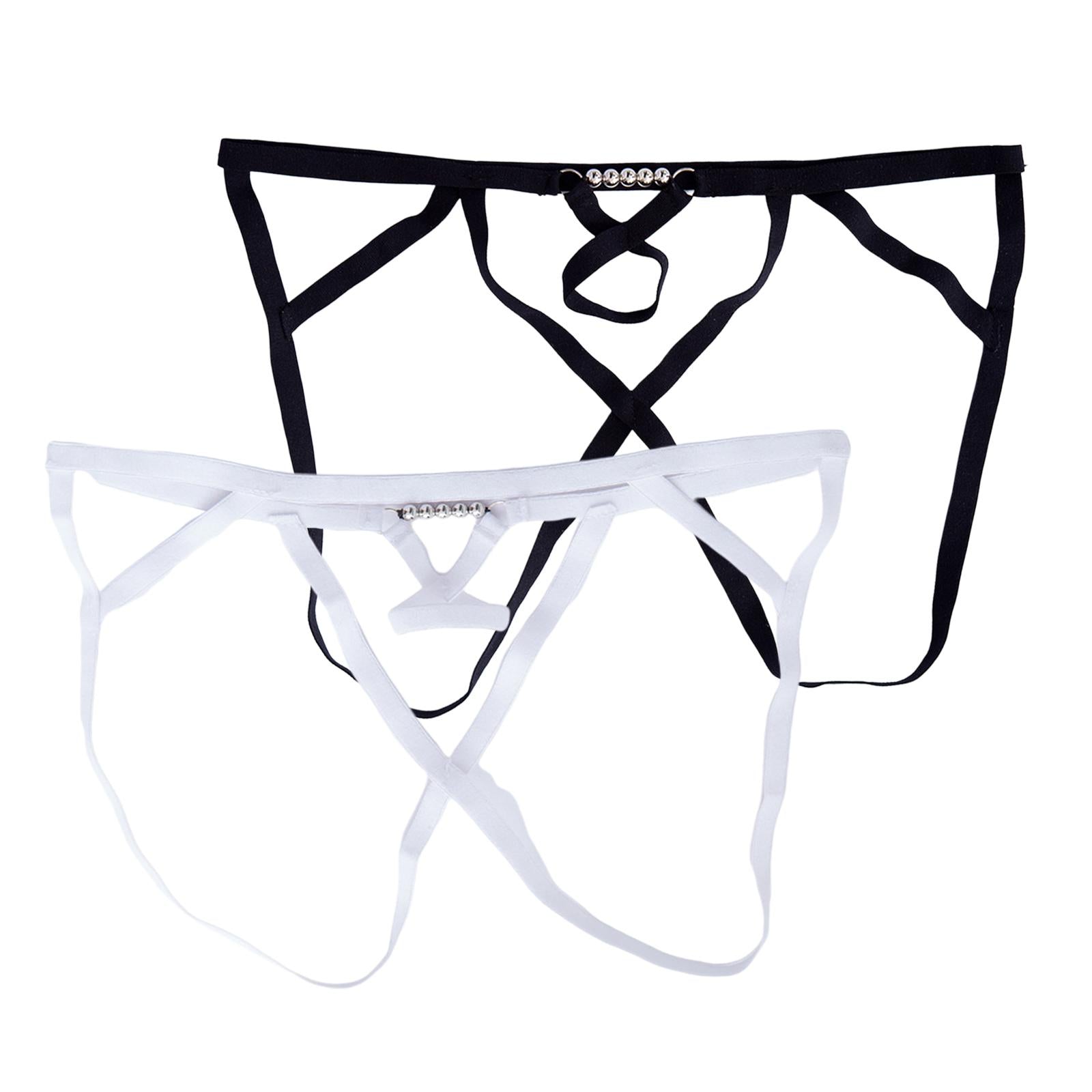 Men T Back Thongs Strap Open Suspensory for Lover Gift Maid Cosplay White