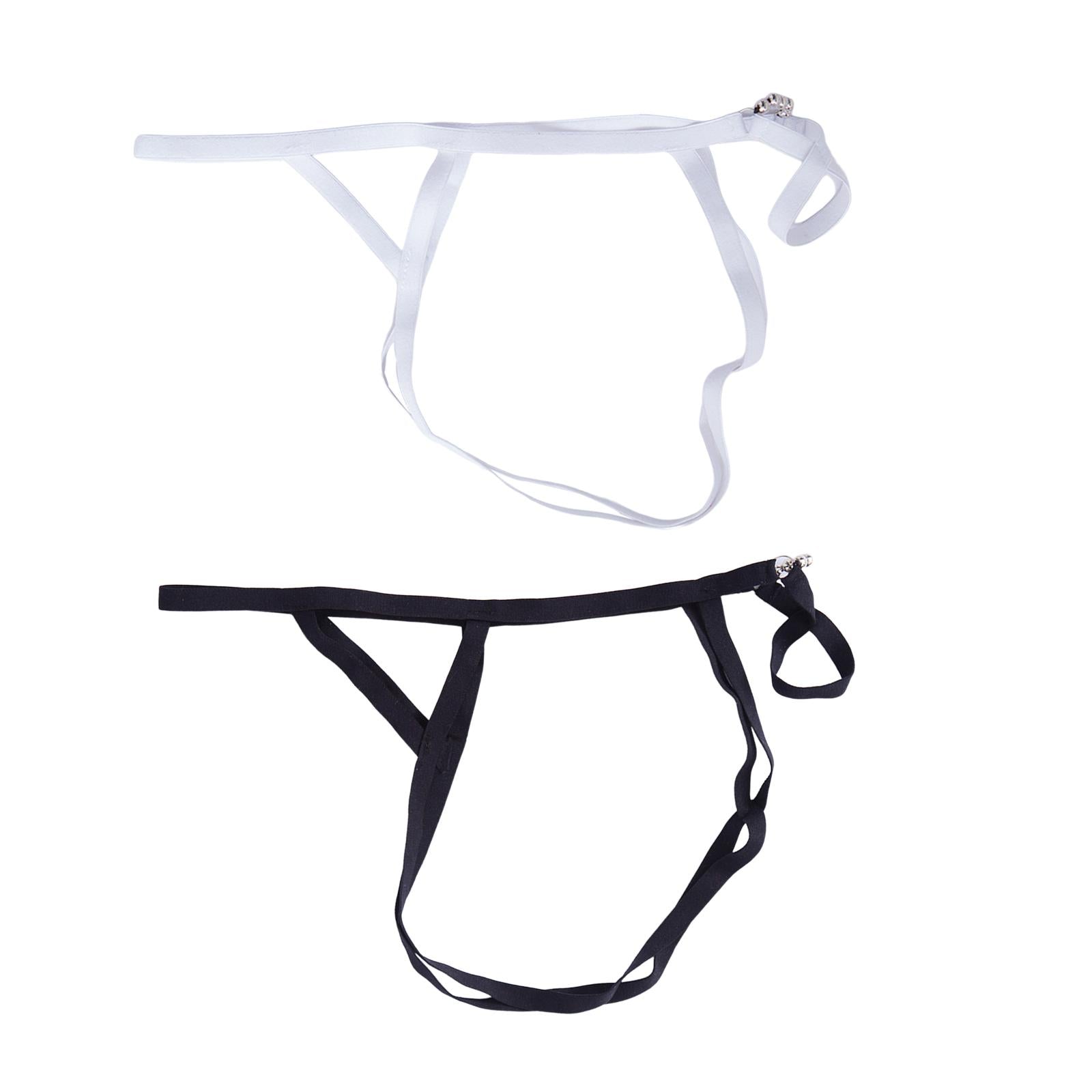 Men T Back Thongs Strap Open Suspensory for Lover Gift Maid Cosplay White