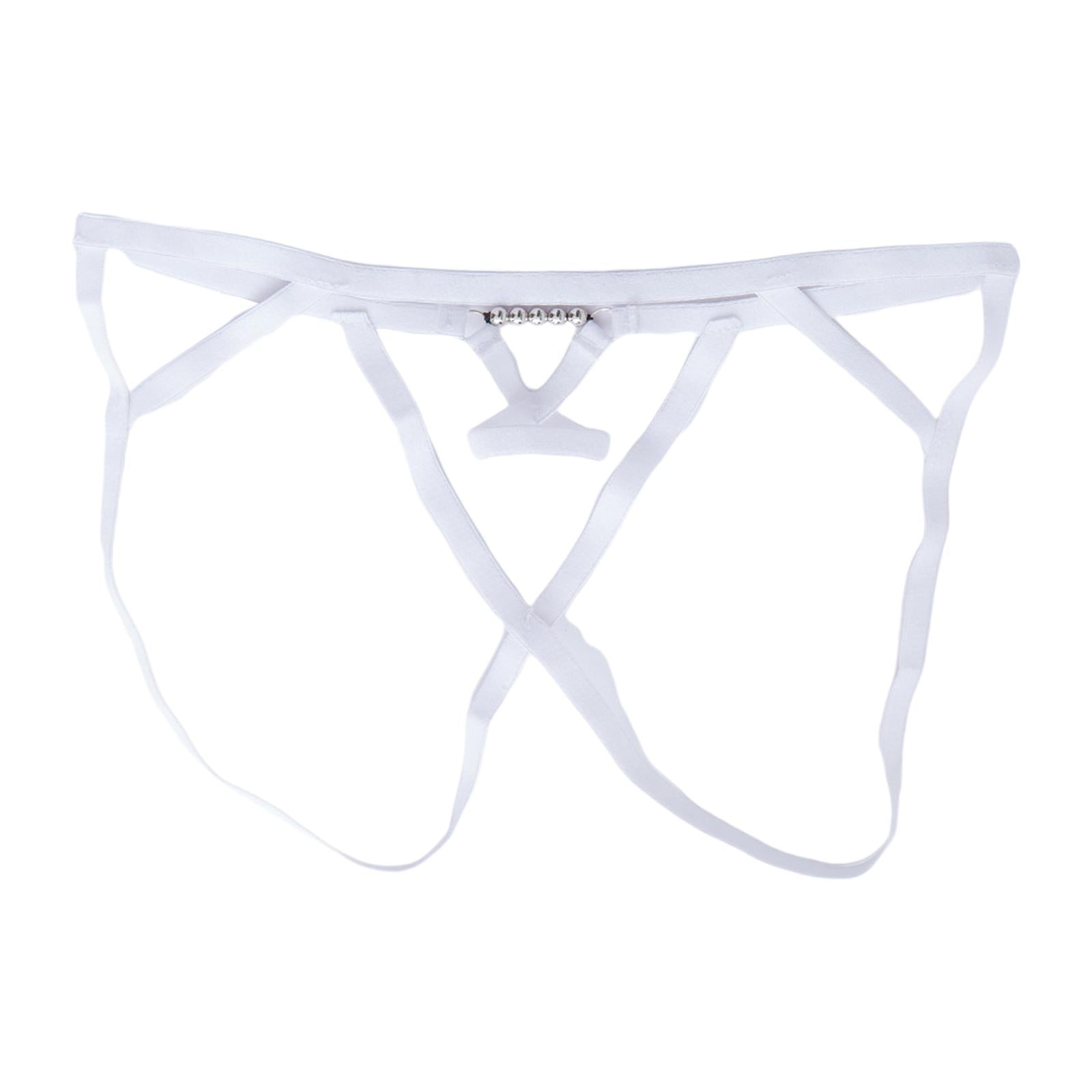 Men T Back Thongs Strap Open Suspensory for Lover Gift Maid Cosplay White