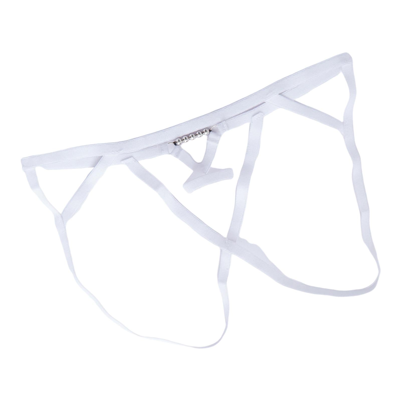 Men T Back Thongs Strap Open Suspensory for Lover Gift Maid Cosplay White