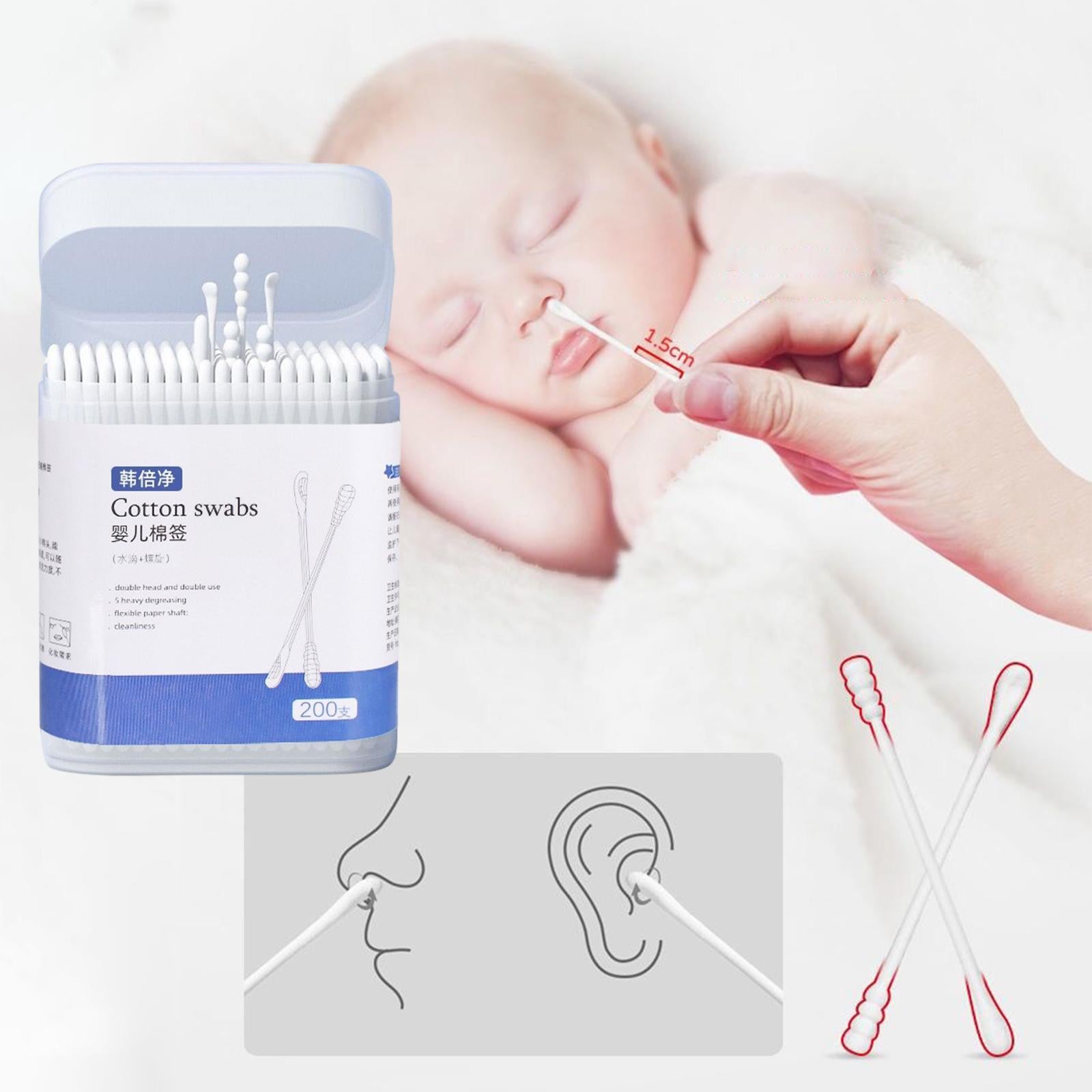 200 Pieces Baby Swabs Eyelash Extension Tools Paper Sticks Cotton Buds Tip