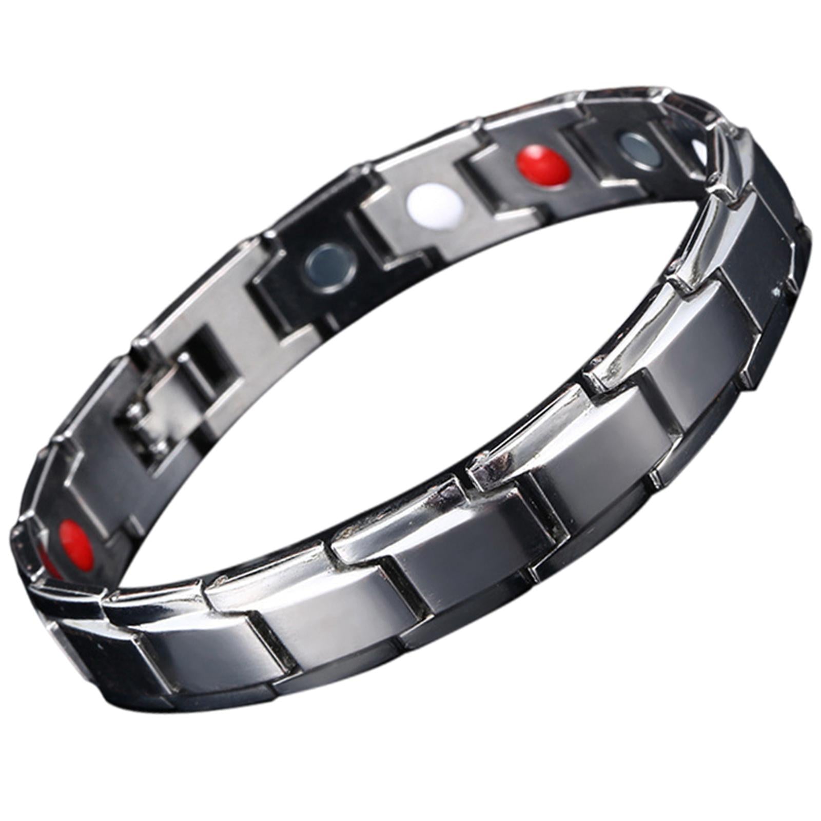 Magnetic Therapy Bracelet Titanium Lymph Detox for Carpal Tunnel Silver