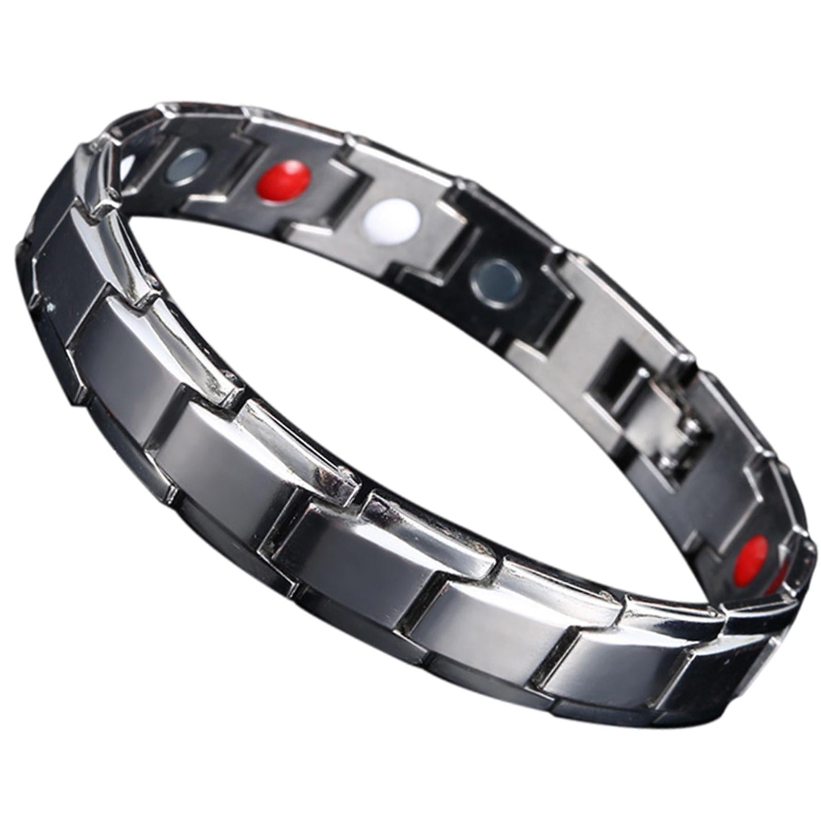 Magnetic Therapy Bracelet Titanium Lymph Detox for Carpal Tunnel Silver