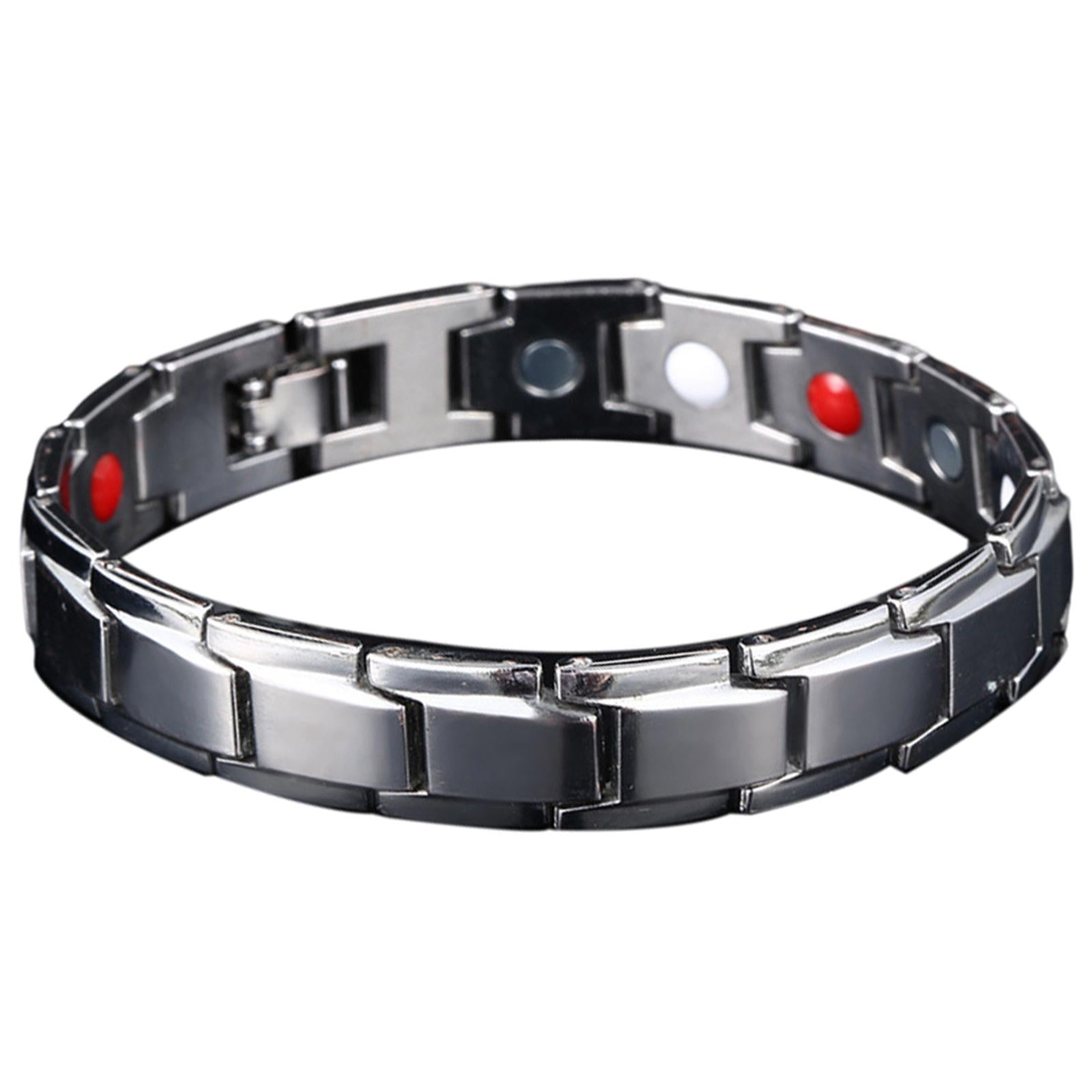 Magnetic Therapy Bracelet Titanium Lymph Detox for Carpal Tunnel Silver