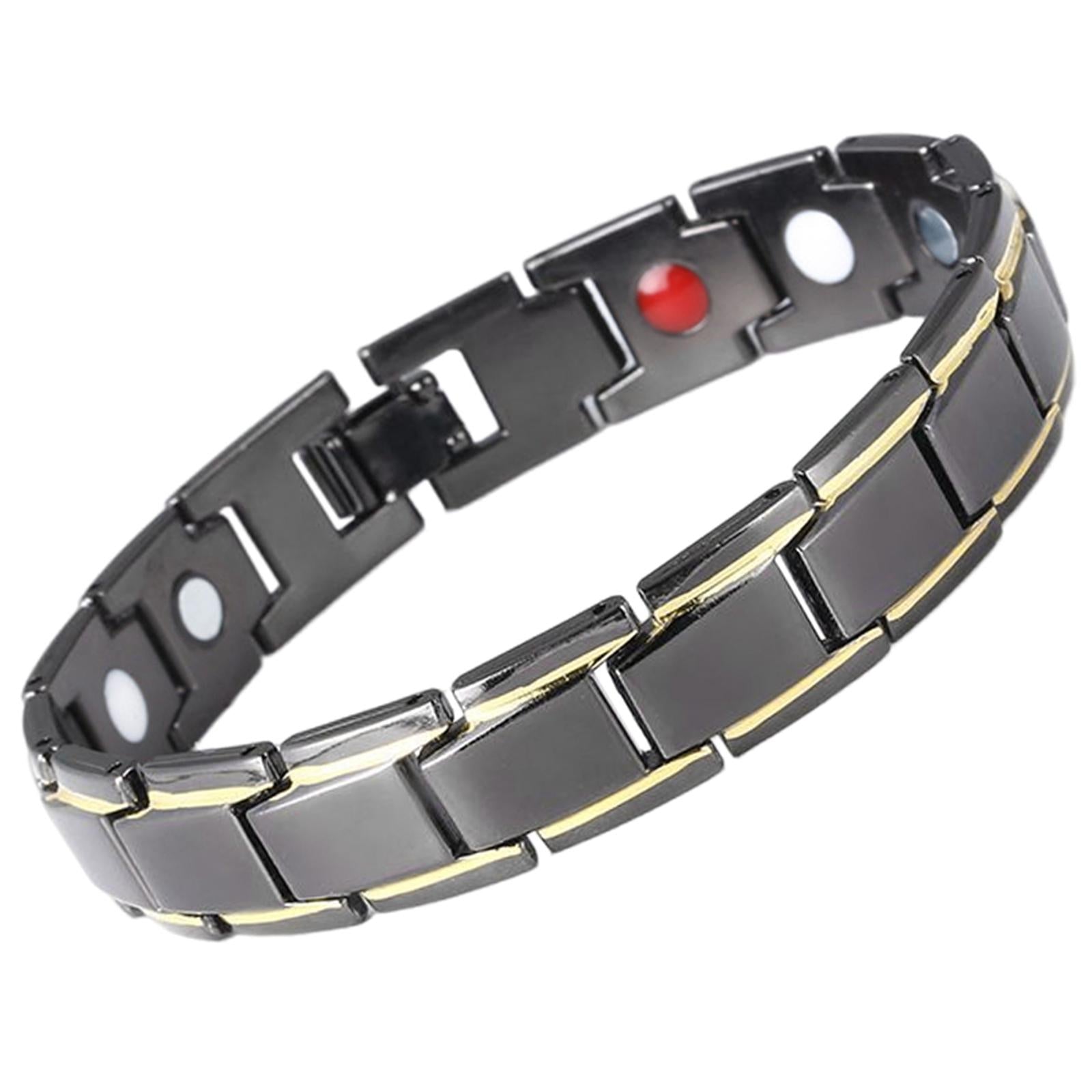 Magnetic Therapy Bracelet Titanium Lymph Detox for Carpal Tunnel Black Gold