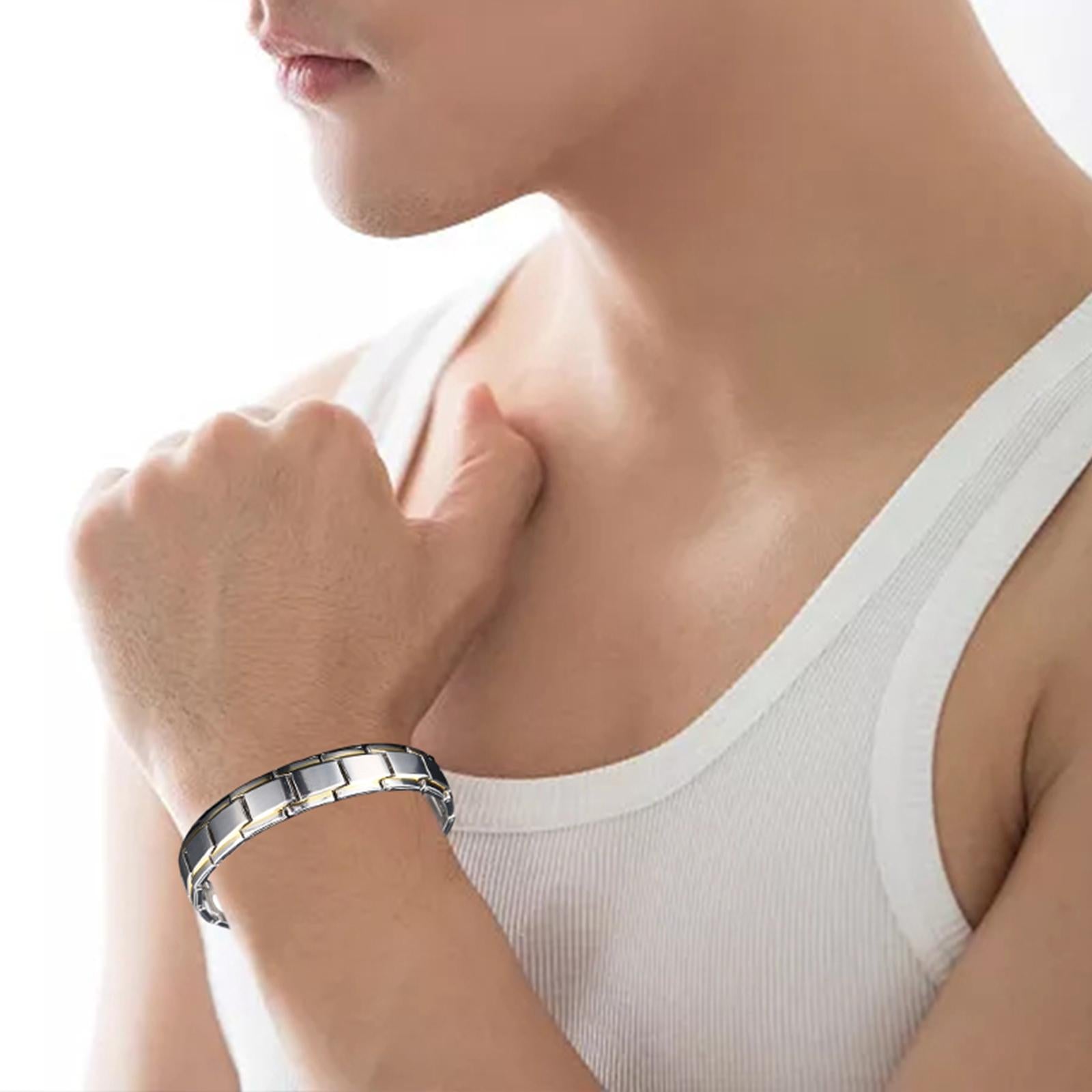 Magnetic Therapy Bracelet Titanium Lymph Detox for Carpal Tunnel Silver Gold