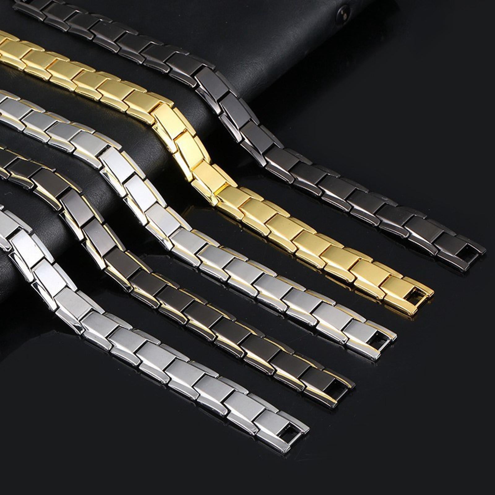 Magnetic Therapy Bracelet Titanium Lymph Detox for Carpal Tunnel Silver Gold