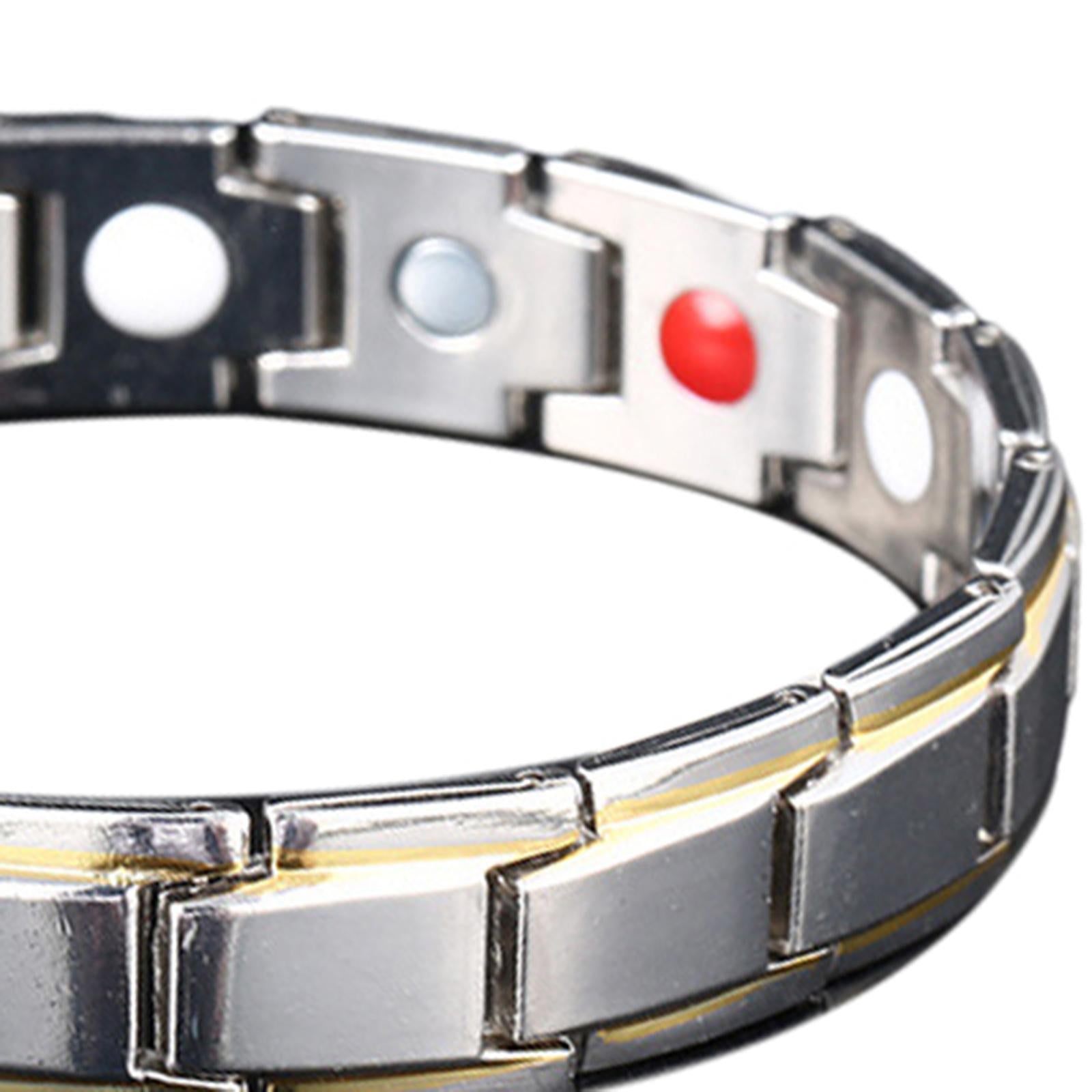 Magnetic Therapy Bracelet Titanium Lymph Detox for Carpal Tunnel Silver Gold