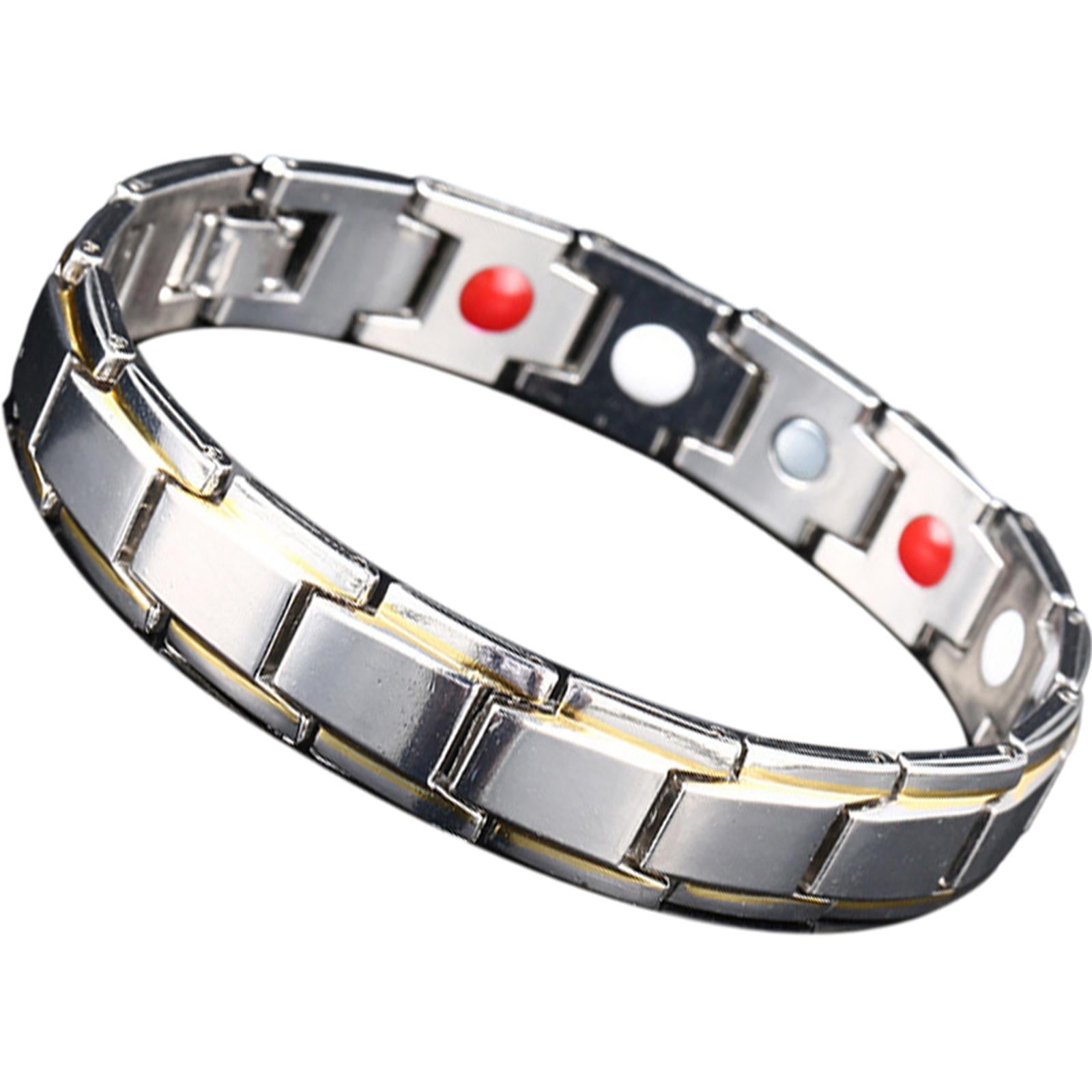 Magnetic Therapy Bracelet Titanium Lymph Detox for Carpal Tunnel Silver Gold