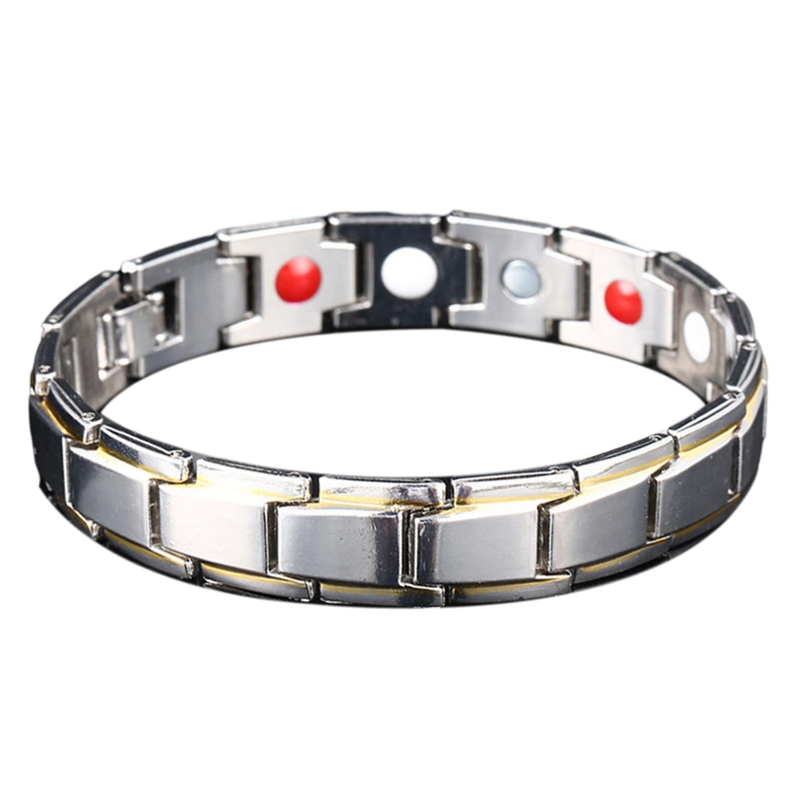 Magnetic Therapy Bracelet Titanium Lymph Detox for Carpal Tunnel Silver Gold