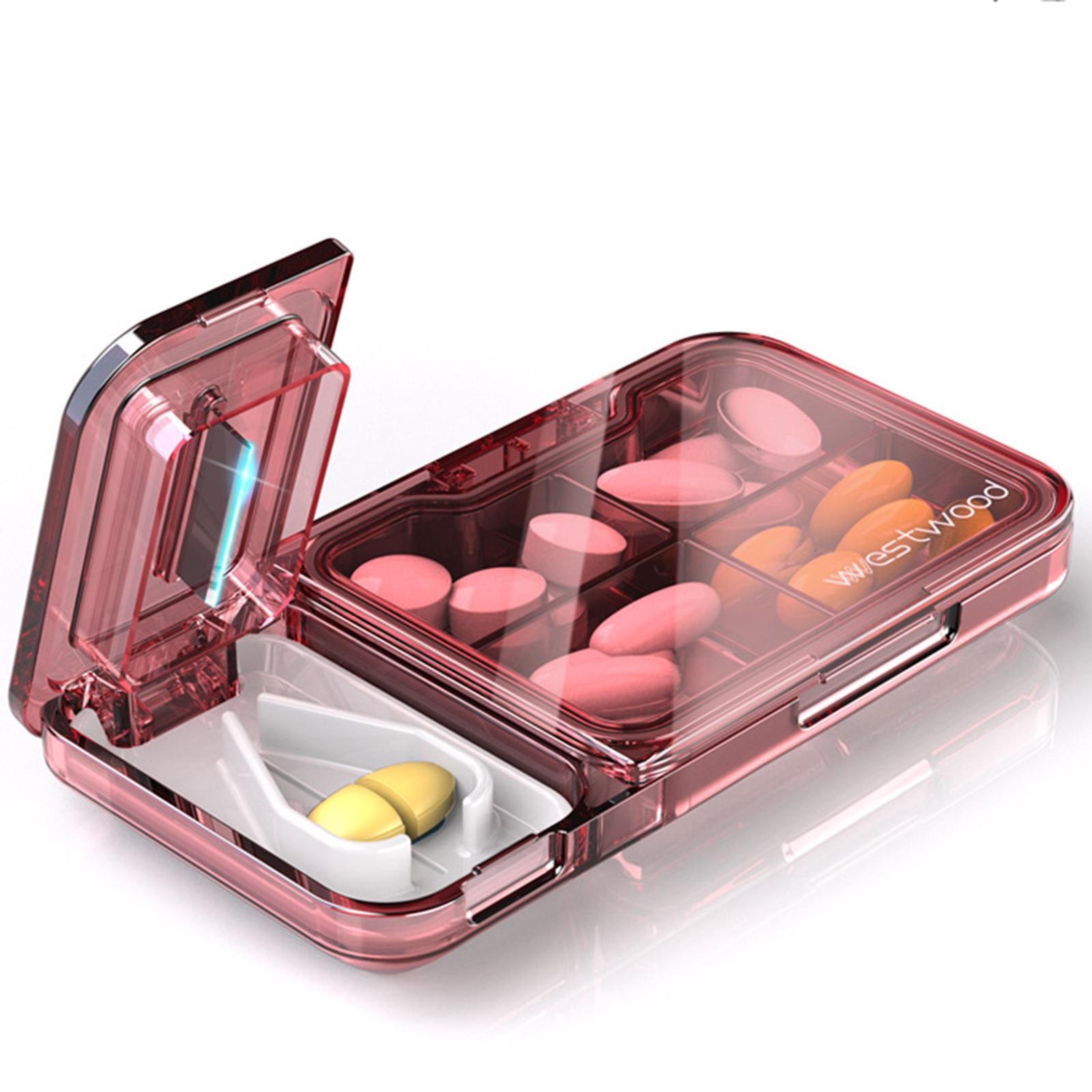 Pill Cutter and Splitter with Dispenser Household Dormitory Vacation Red