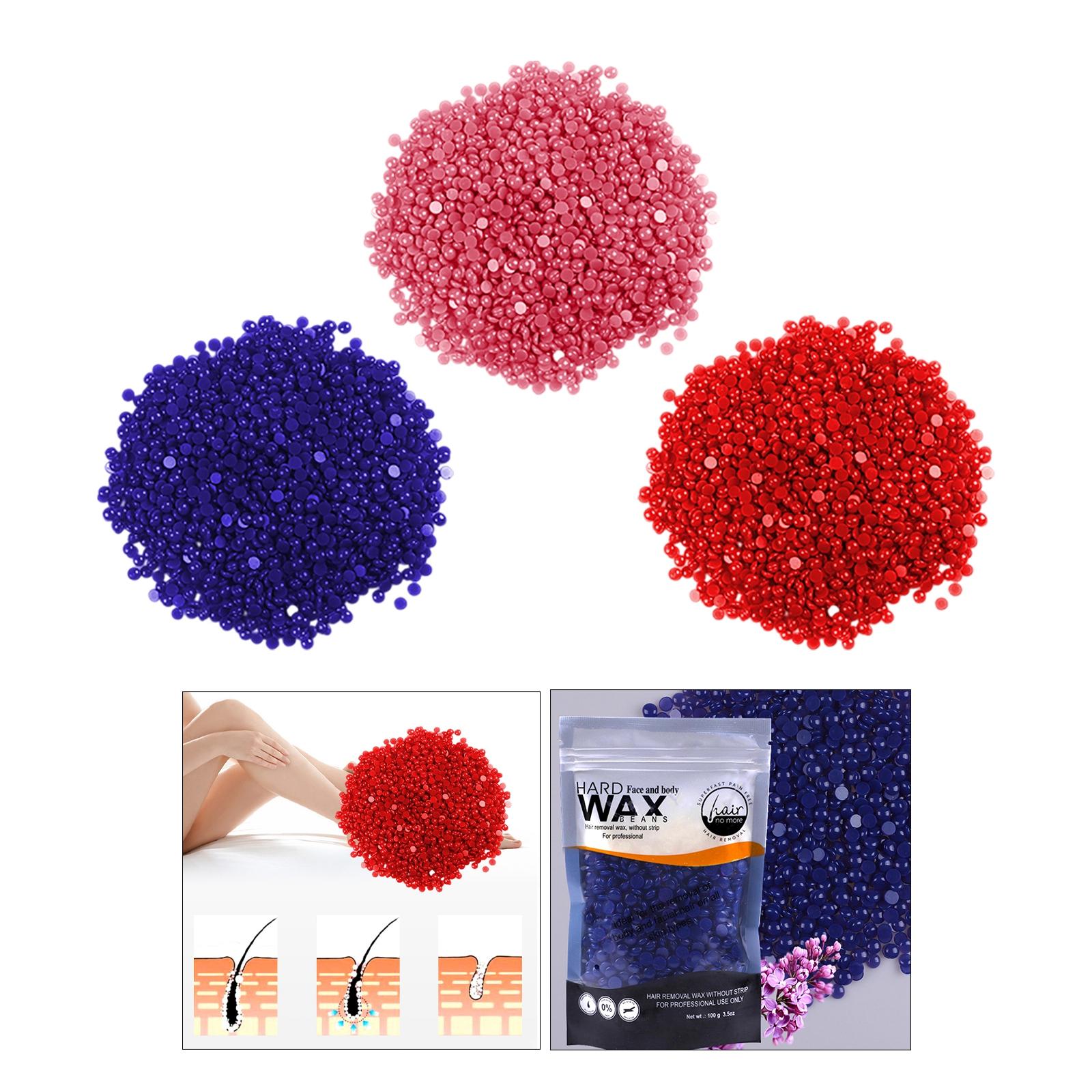 Depilatory Hard Wax Beans for Leg Arm Hair Removal Women Men Rose 100g