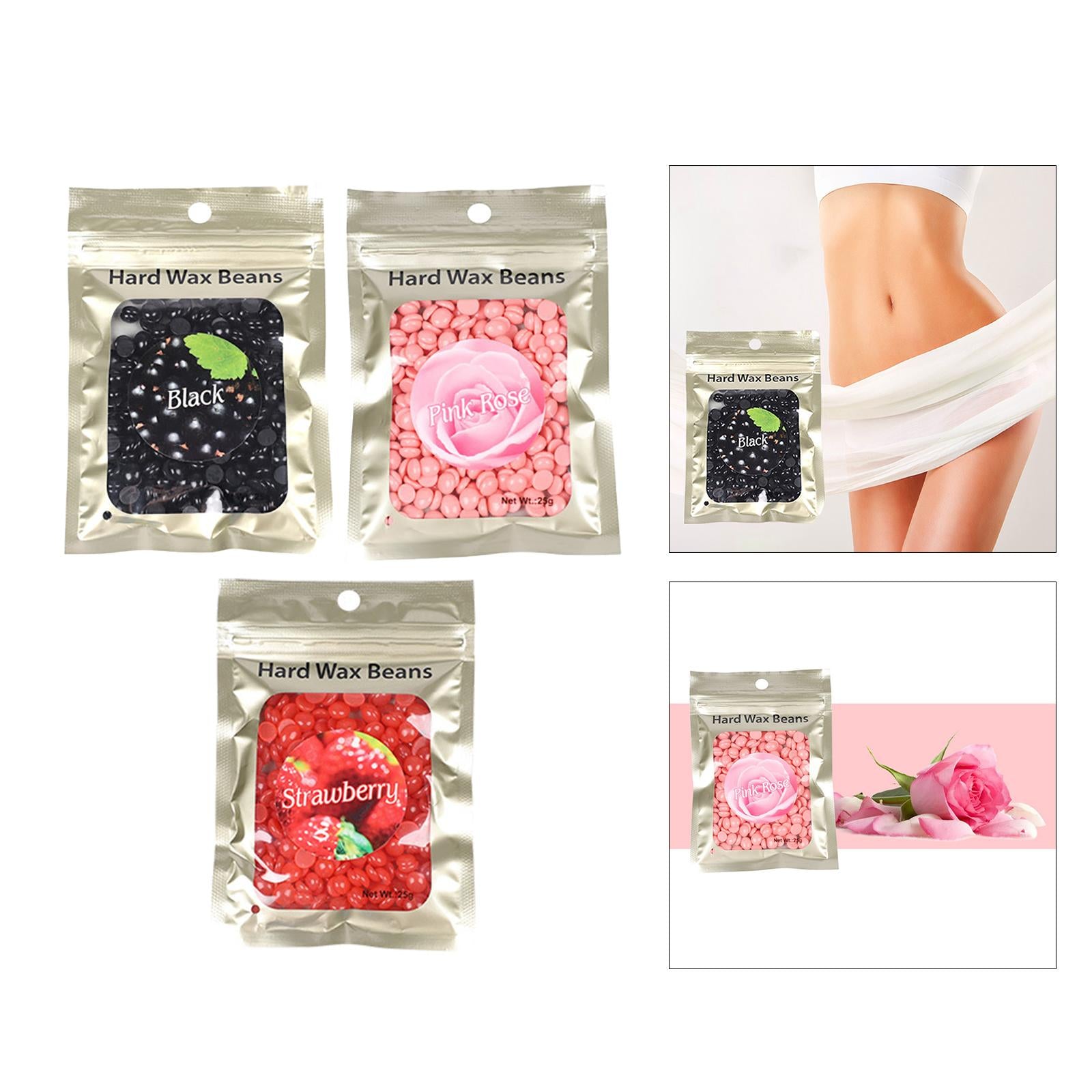 Hard Wax Beads Bean 25g Hair Removal Painless for Bikini Line Men Black