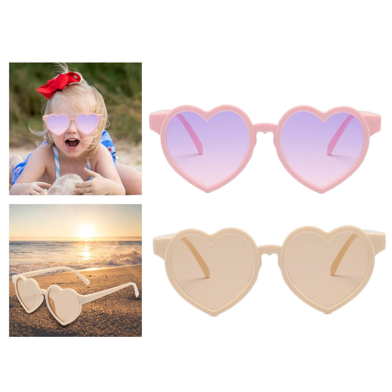 Non Polarized Heart Shaped Baby Girl Sunglasses Sun Eyewear Premium Pink