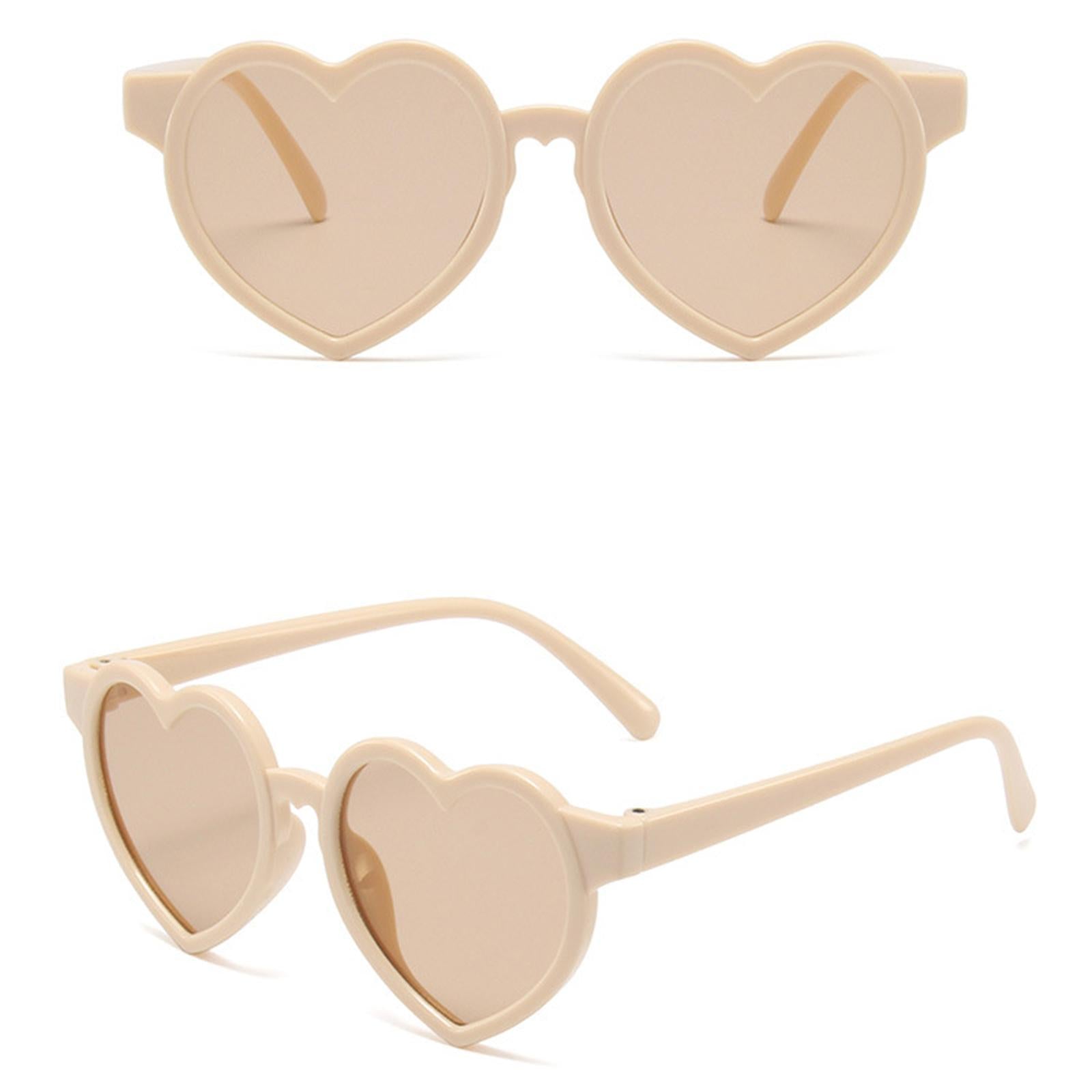 Non Polarized Heart Shaped Baby Girl Sunglasses Sun Eyewear Premium Beige