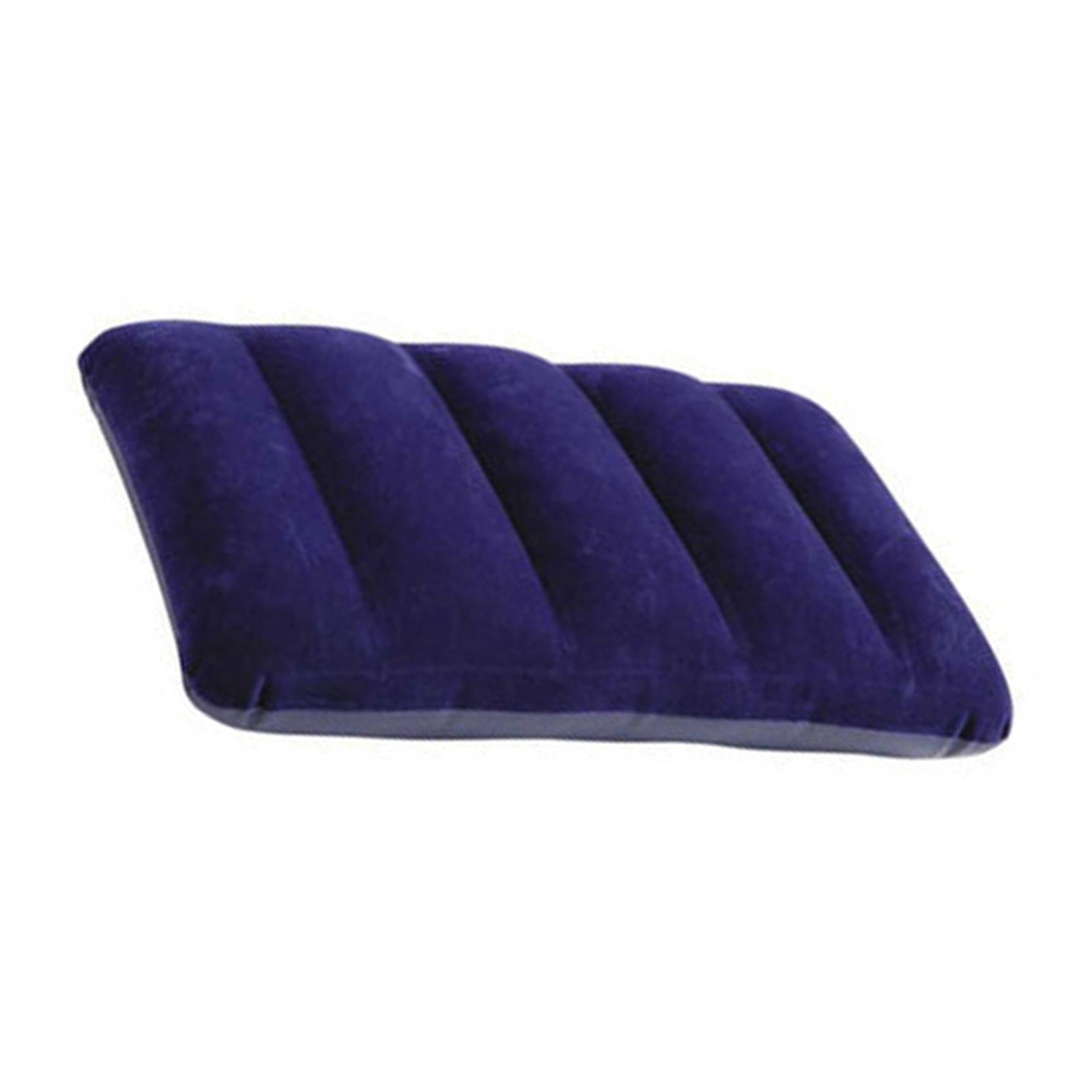 Inflatable Pillow Travel Small Square Office Camping Neck Waist Support Blue
