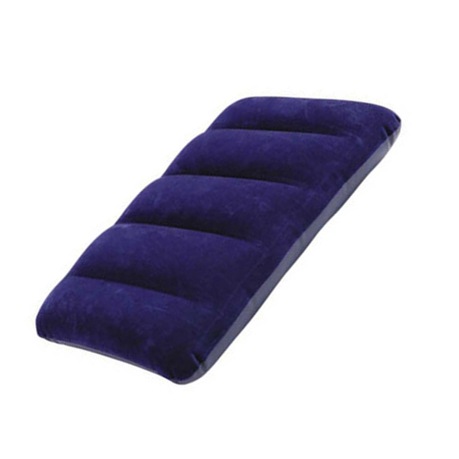 Inflatable Pillow Travel Small Square Office Camping Neck Waist Support Blue