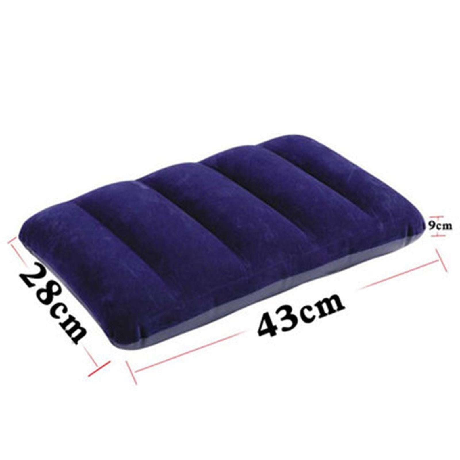 Inflatable Pillow Travel Small Square Office Camping Neck Waist Support Blue