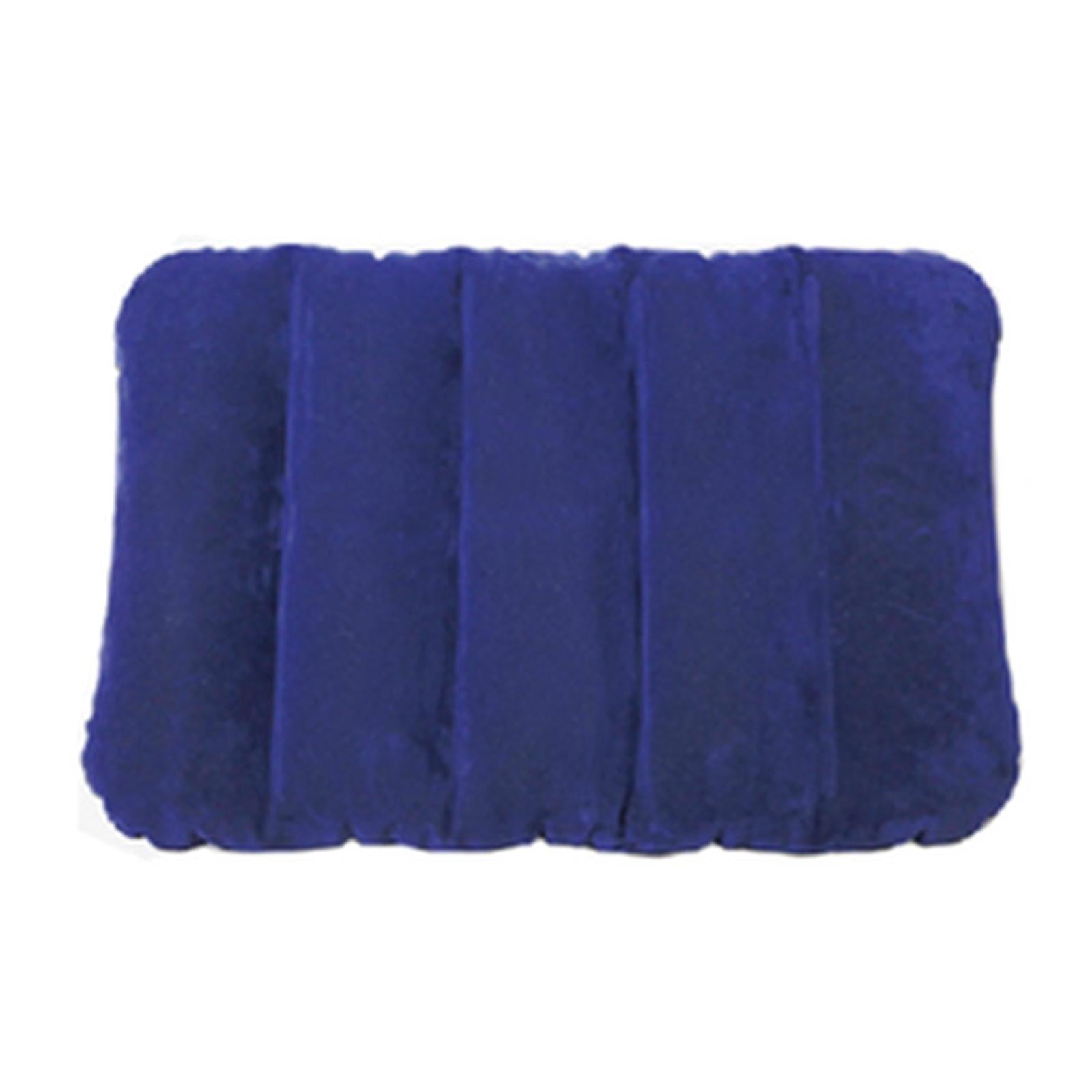 Inflatable Pillow Travel Small Square Office Camping Neck Waist Support Blue